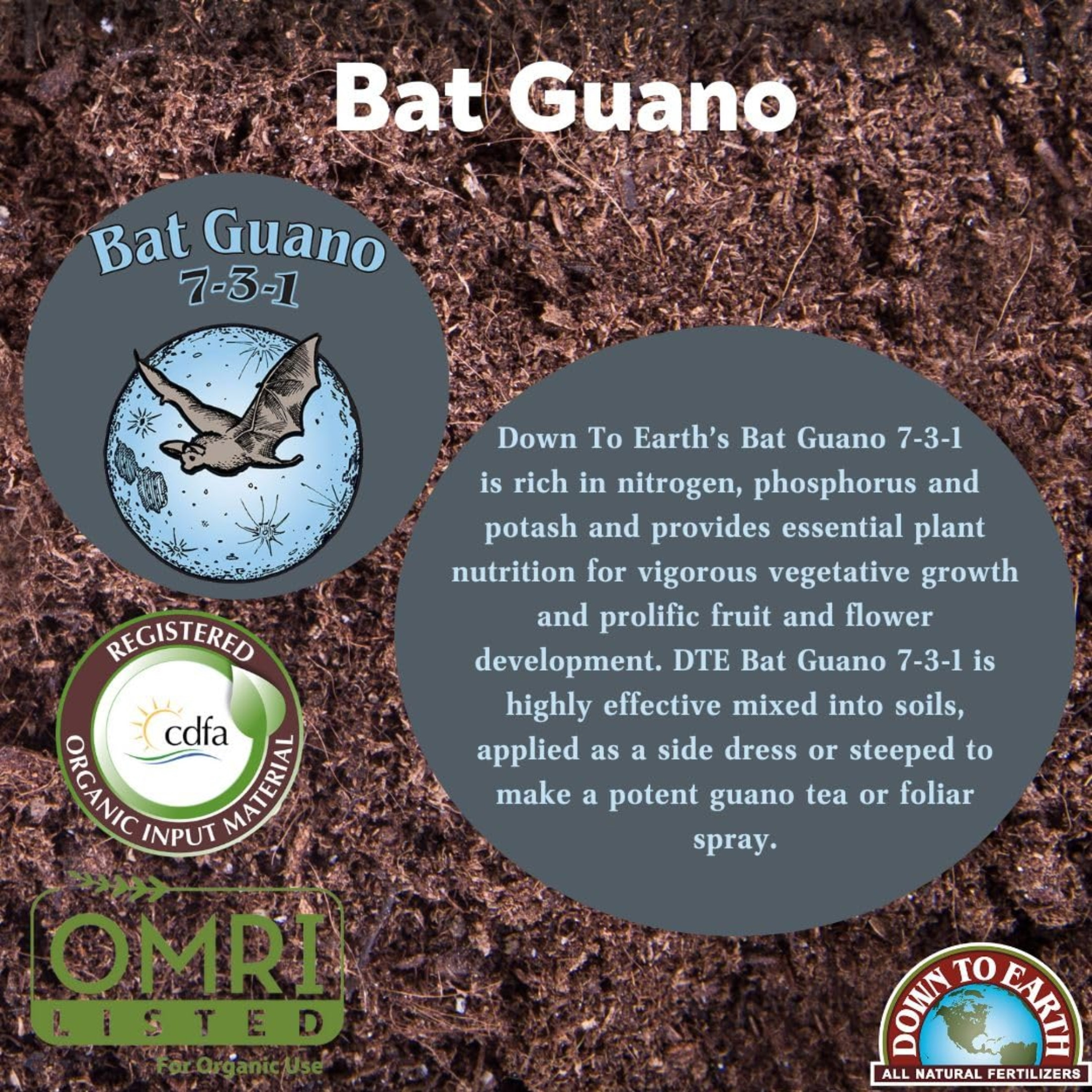 Down to Earth Bat Guano 7-3-1 All Natural Fertilizer Mix