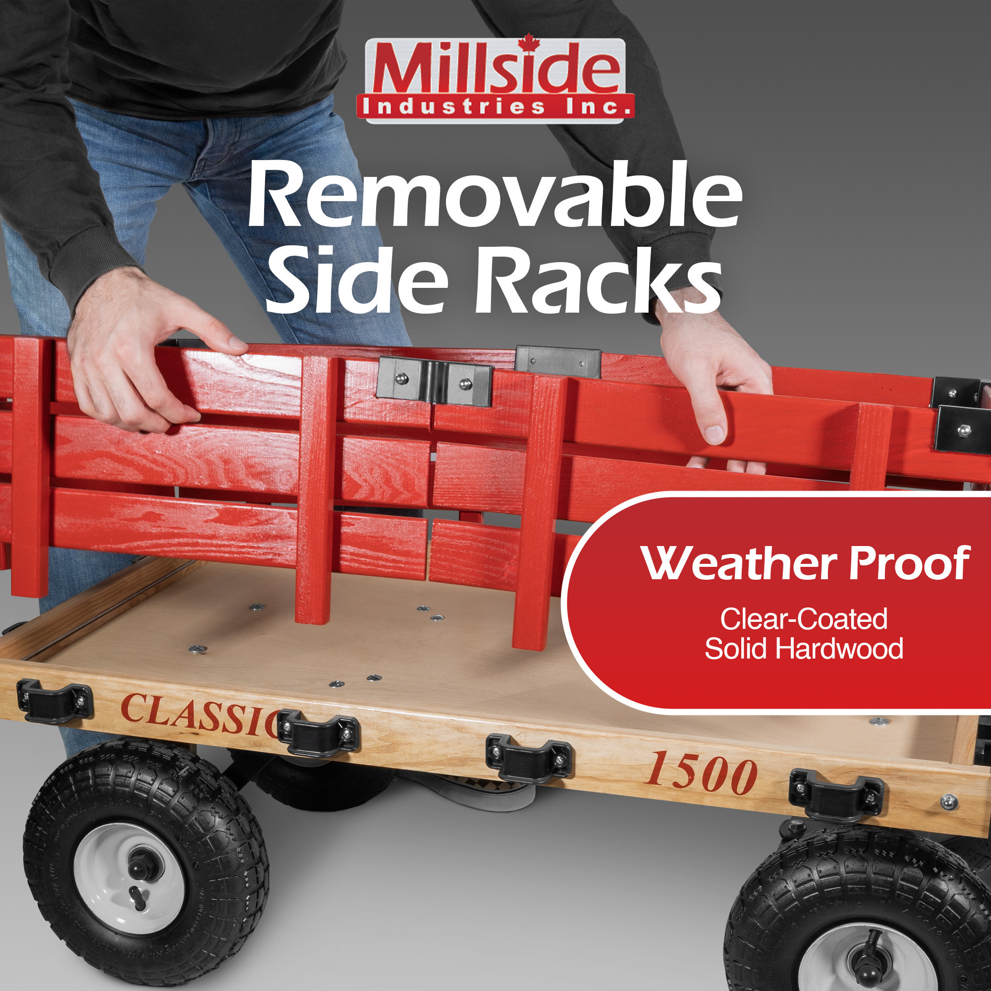 Millside Industries Classic Wood Wagon Cart with Removable Wooden
