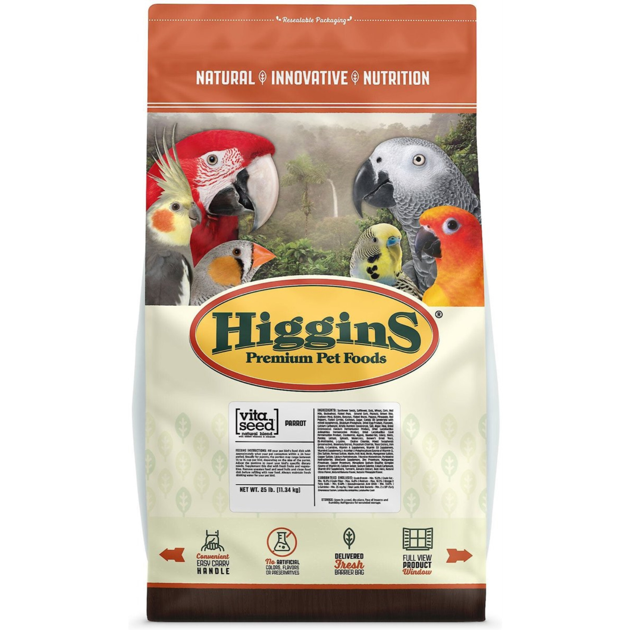 Vita Seed Natural Blend with Added Vitamins and Minerals for Parrots, 25lbs