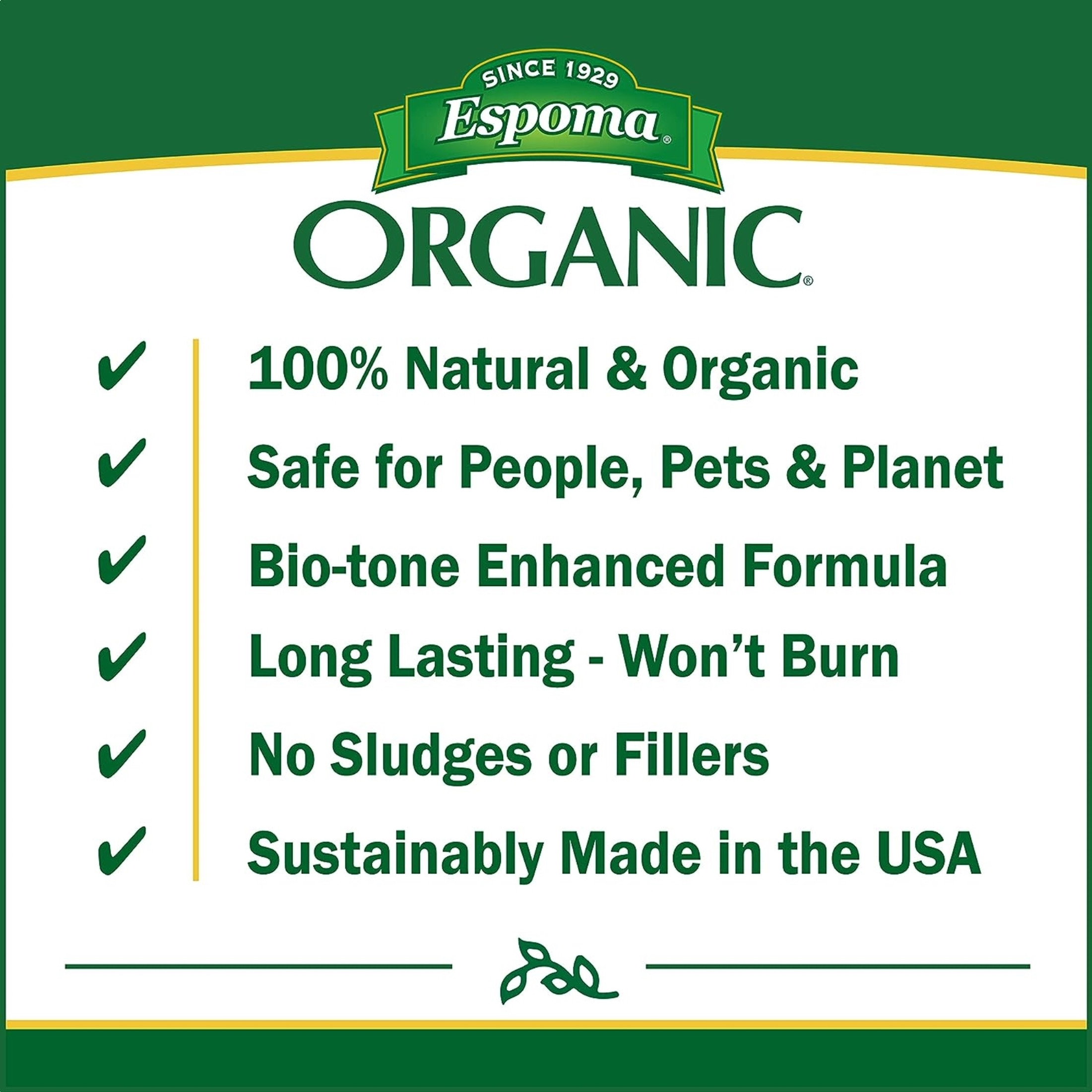 Espoma Organic Iron-tone 3-0-3 Plant Food for Organic Gardening, Lowers Soil pH for a Greener Lawn and Garden, Non-Staining