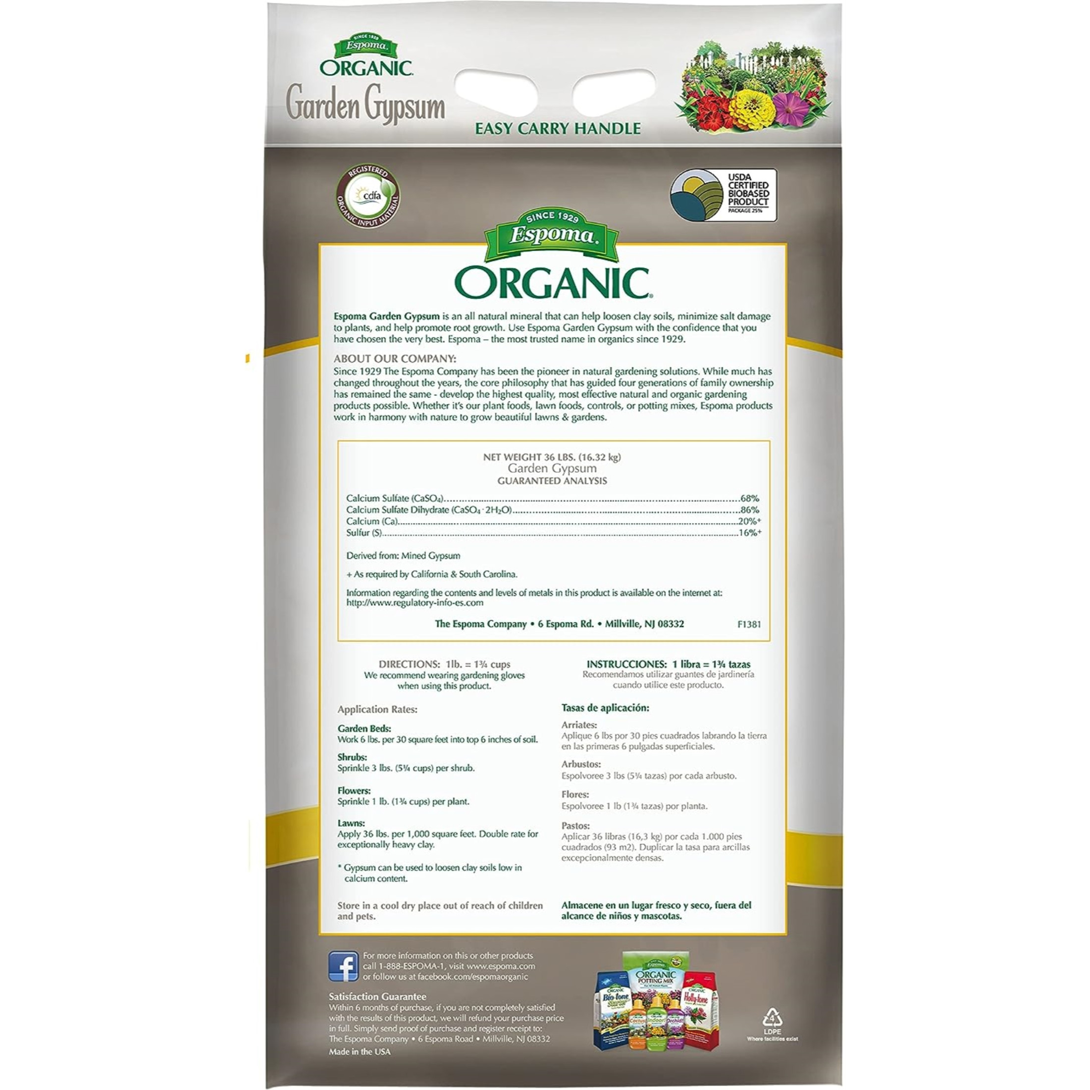 Espoma Organic Garden Gypsum Soil Conditioner, Loosens Clay Soils, for Organic Gardening