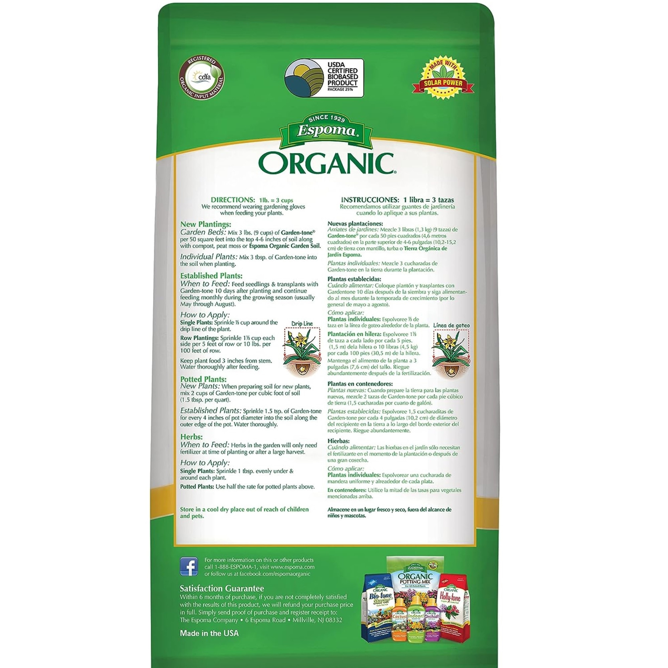 Espoma Organic Garden-tone 3-4-4 Organic Plant Food for Cool & Warm Season Vegetables and Herbs