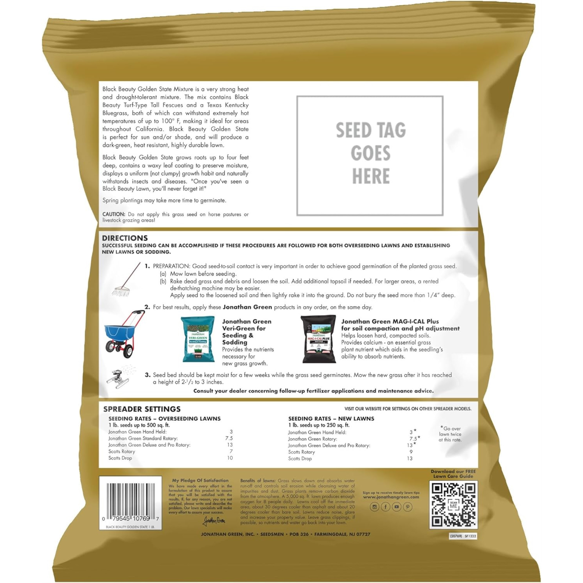Jonathan Green Black Beauty Golden State California Premium Grass Seed Mix
