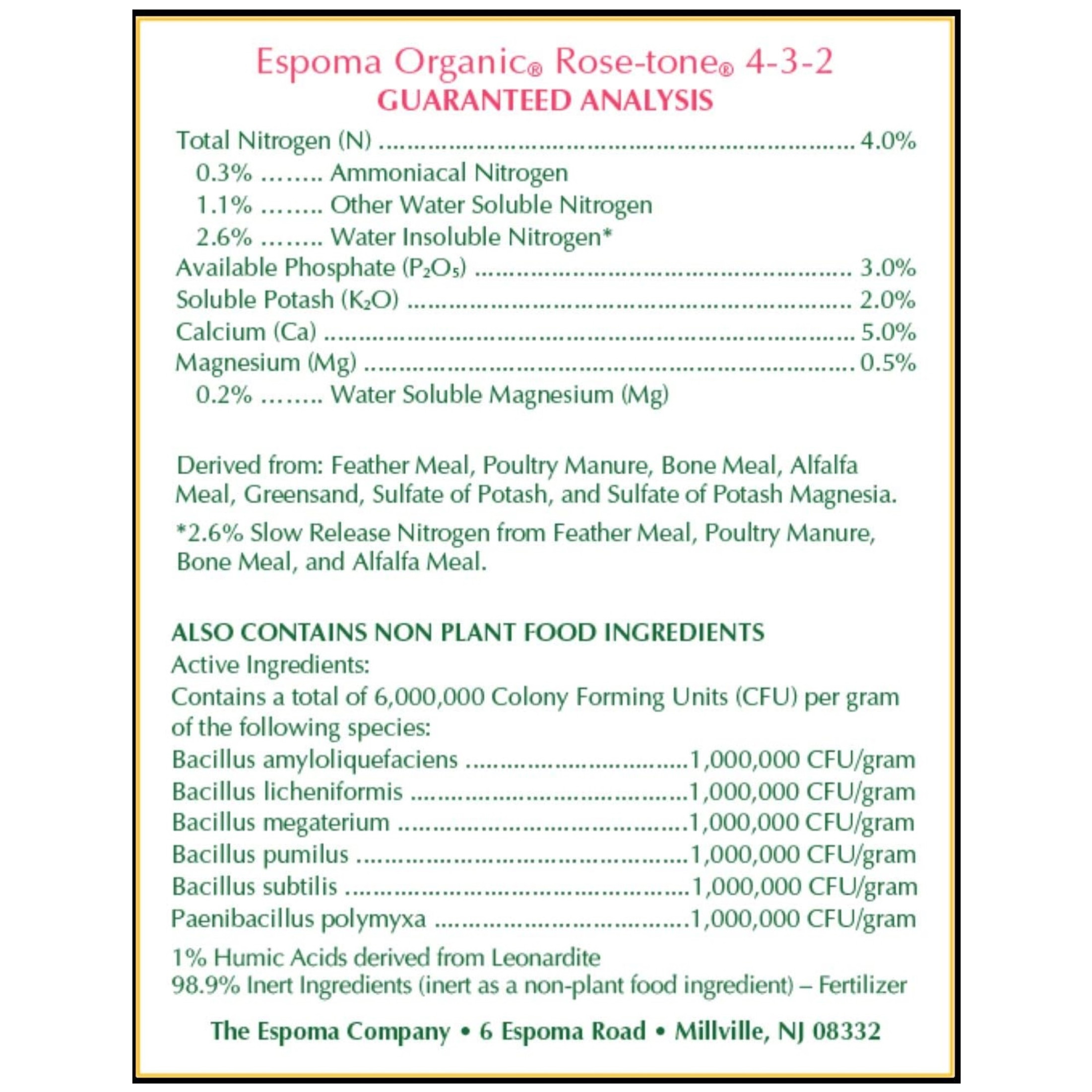 Espoma Organic Rose-tone 4-3-2 Organic Plant Food for All Types of Roses and Other Flowering Plants, Promotes Vigorous Green Growth and Abundant Blooms