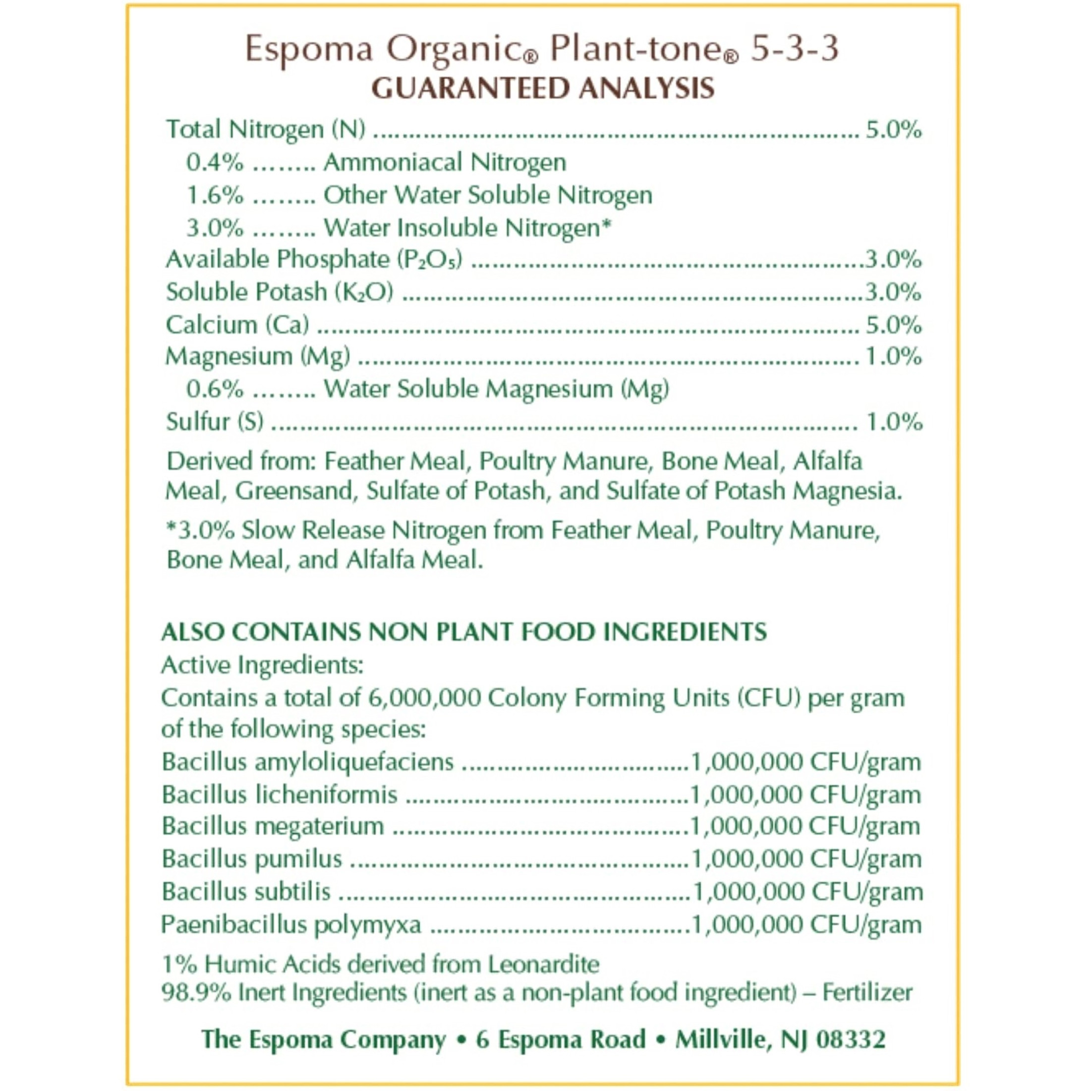 Espoma Organic Plant-tone 5-3-3 Natural & Organic All Purpose Plant Food, for All Flowers, Vegetables, Trees, and Shrubs