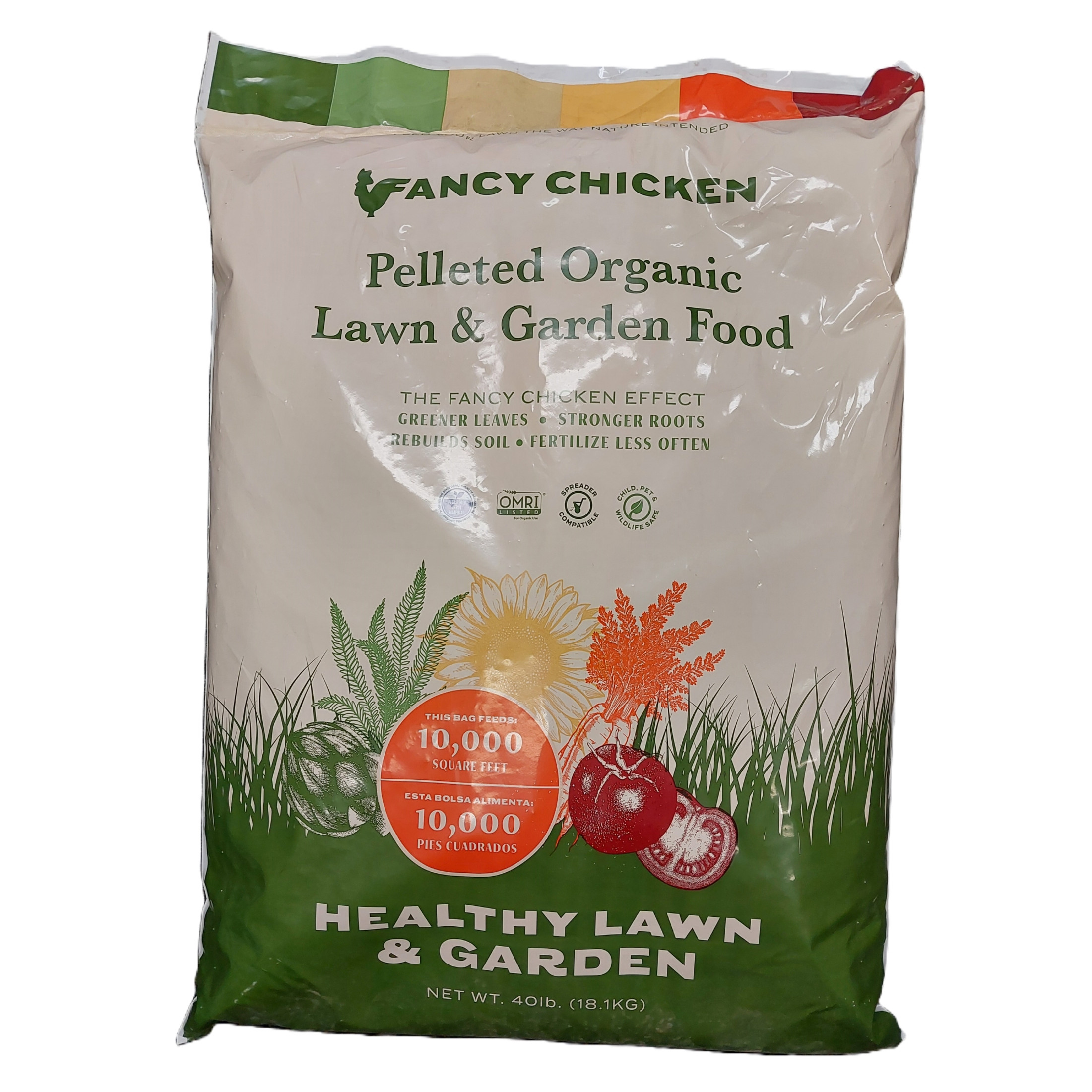 Fancy Chicken 4-2.5-2 Pelleted Organic Poultry Manure Lawn & Garden Food, OMRI Listed, USDA Organic, 40lb