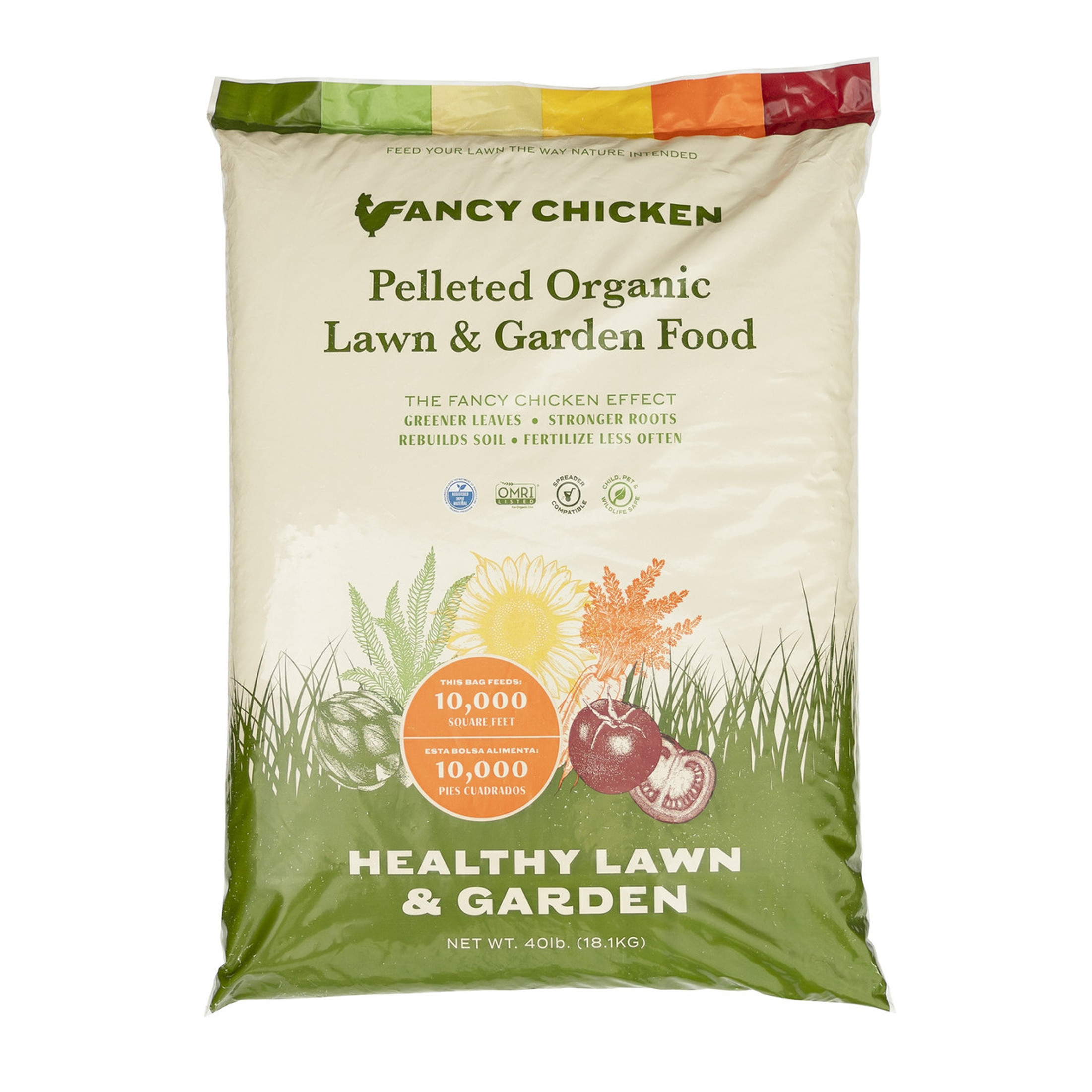 Fancy Chicken All-Purpose Organic Lawn & Garden Food, 100% Dried Pelleted Poultry Manure Fertilizer, 40lb (Covers up to 10,000 sq ft)