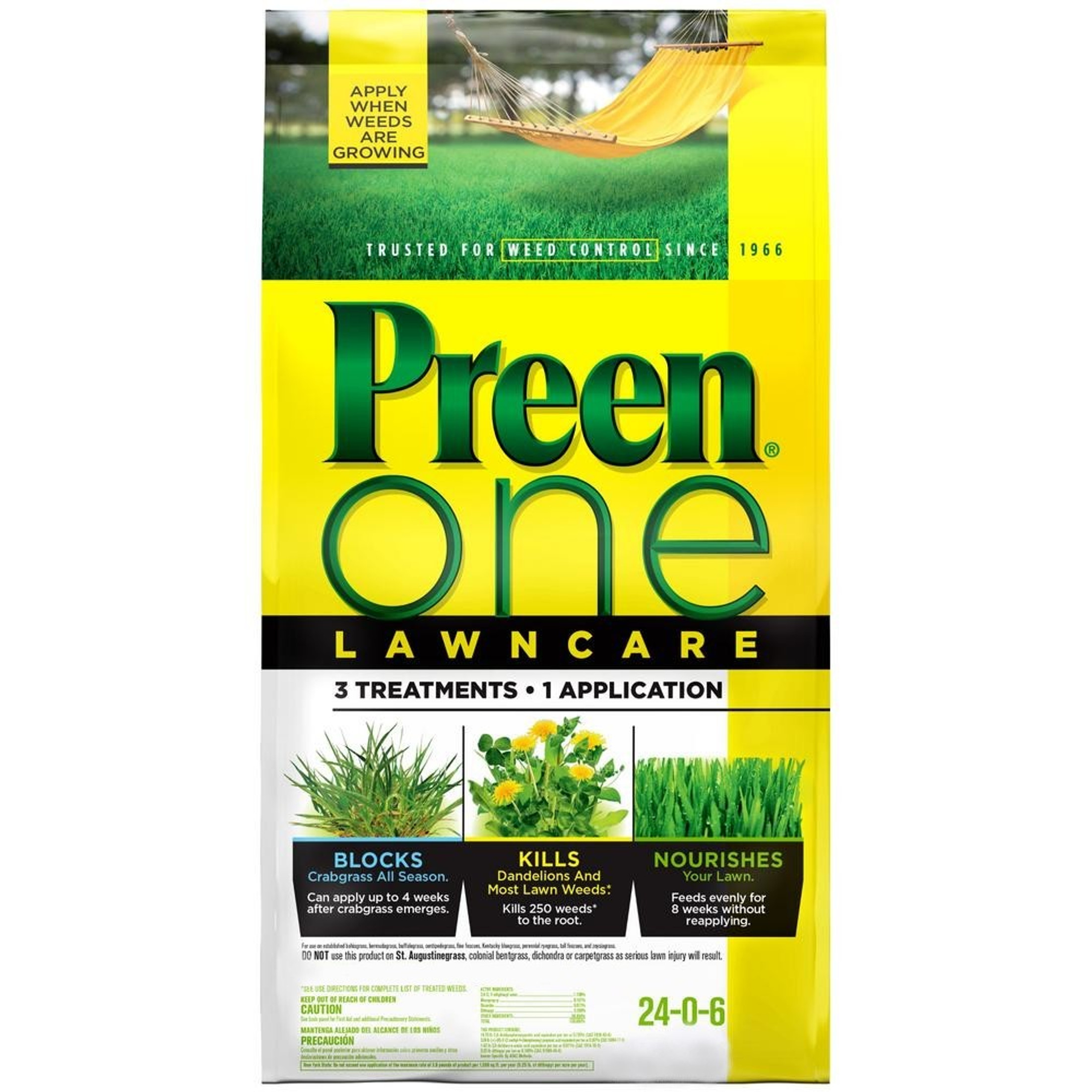 Preen One Lawncare Weed & Feed Lawn Fertilizer and Weed Control