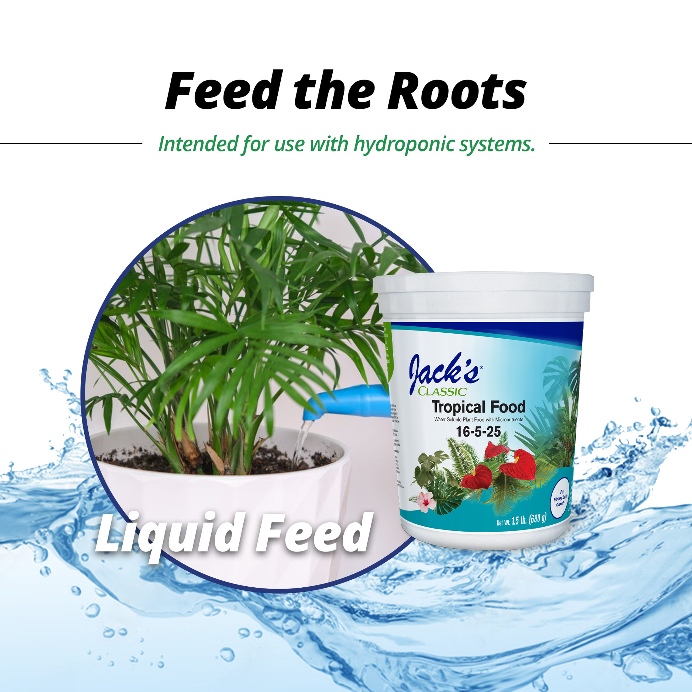 Jack's Classic 16-5-25 Tropical Food Water-Soluble Fertilizer with Micronutrients for Strong Lush Growth, 1.5lbs Jack's Classic 16-5-25 Tropical Food Water-Soluble Fertilizer with Micronutrients for Strong Lush Growth, 1.5lbs