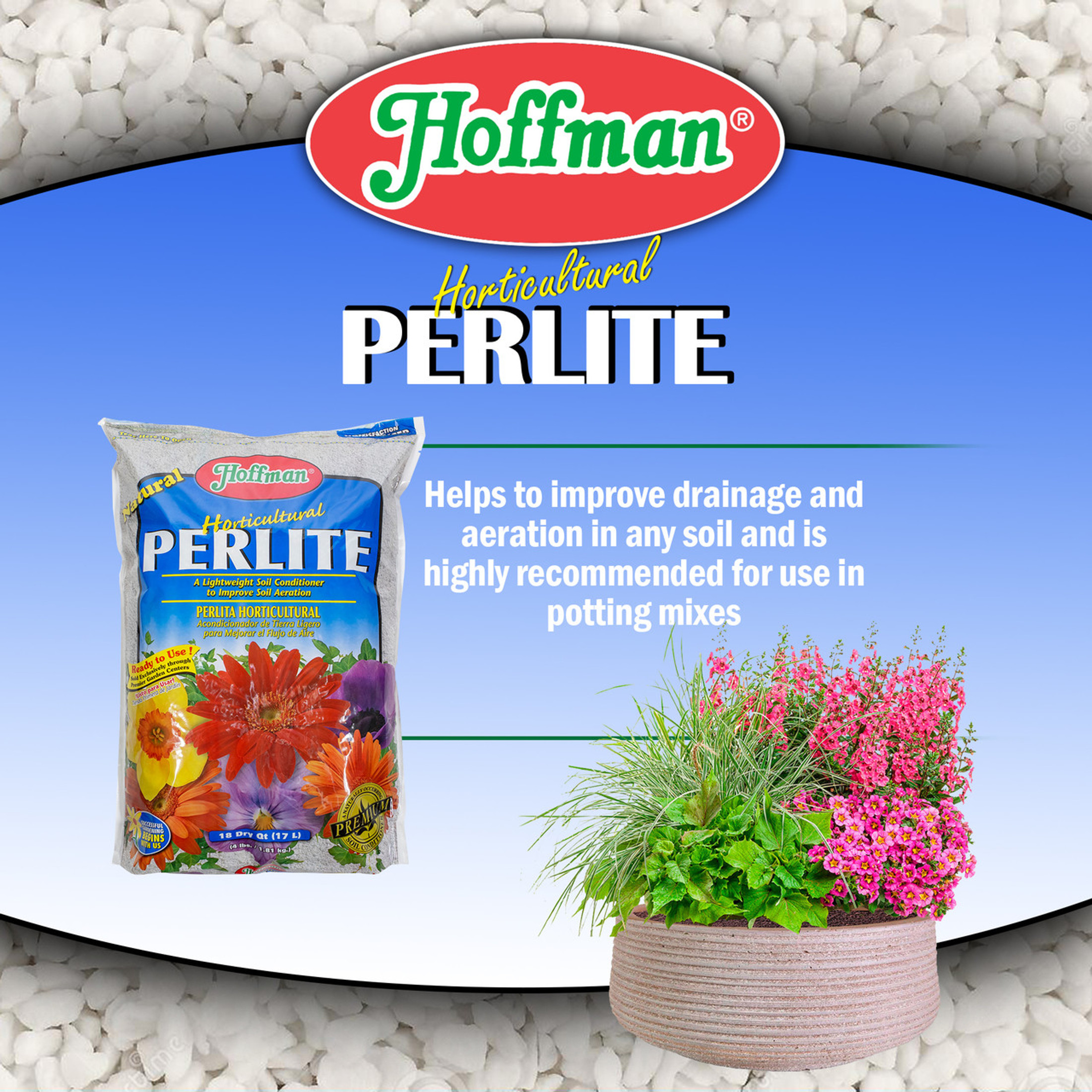 Hoffman Horticultural Perlite Lightweight Soil Conditioner to Improve Aeration, 18qt Bag