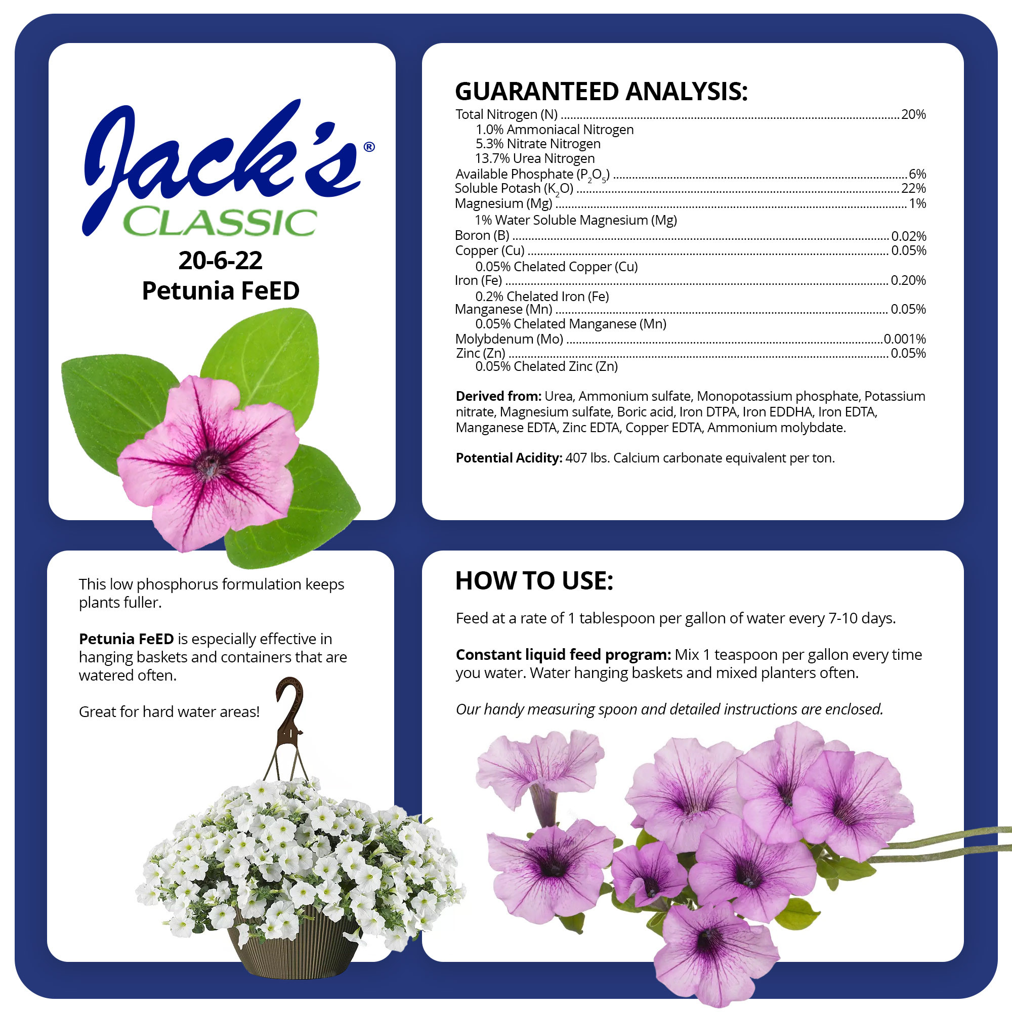 Jack's Classic 20-6-22 Petunia FeED Water-Soluble Fertilizer