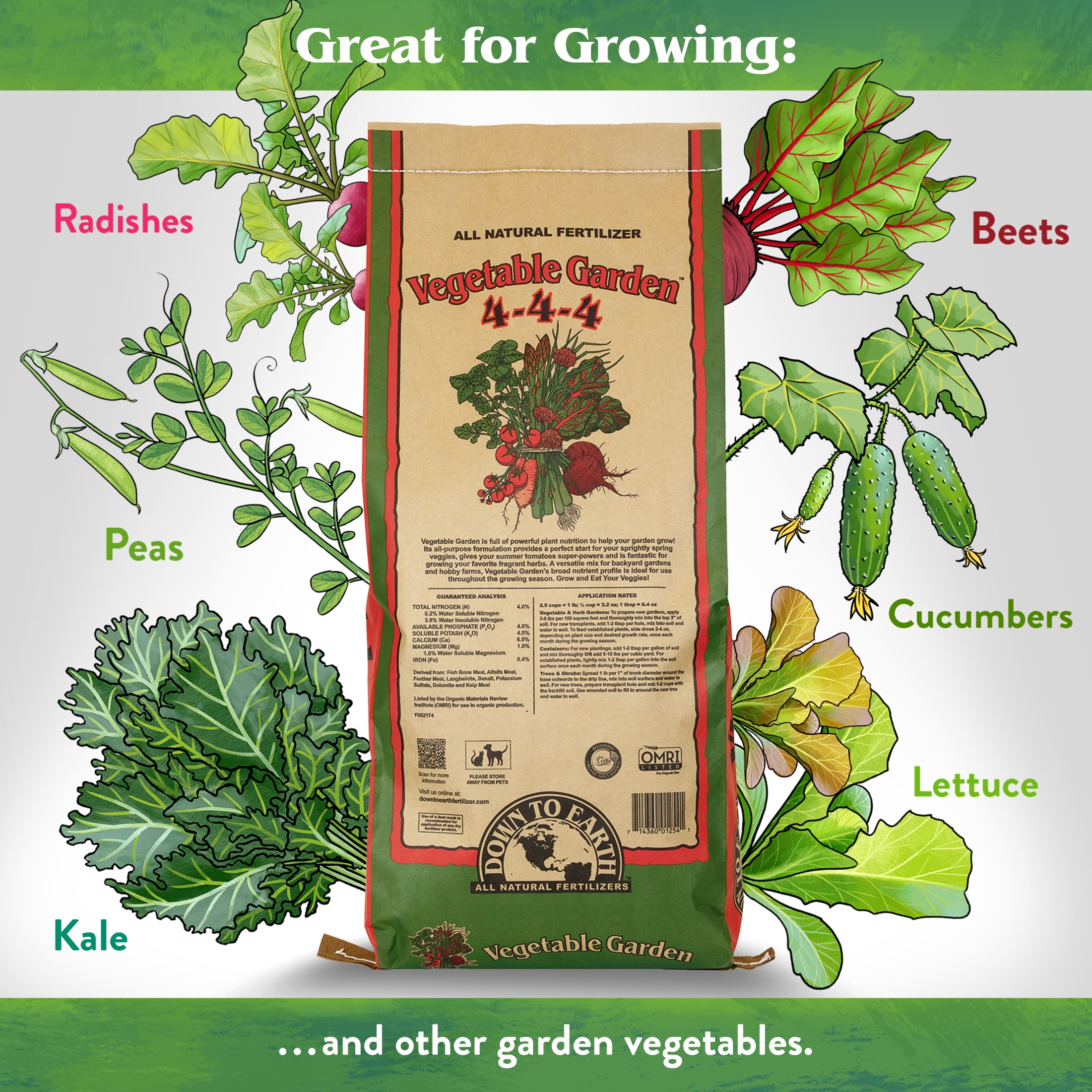 Down To Earth Organic Vegetable Garden Fertilizer 4-4-4