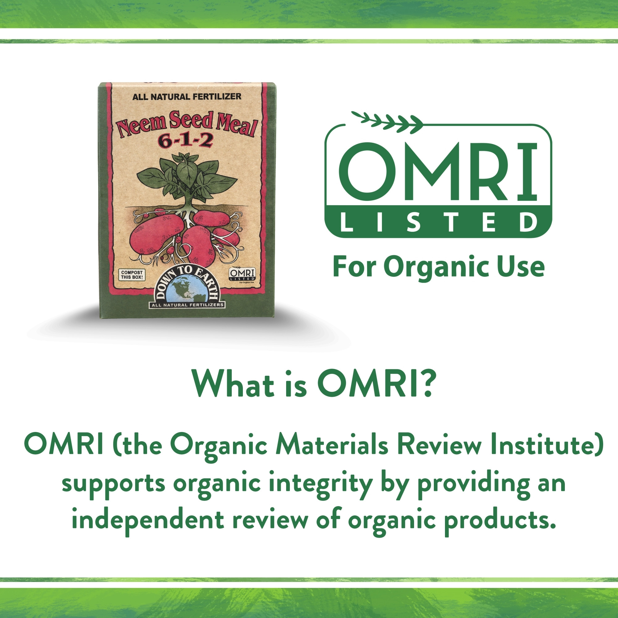 Down To Earth Organic Neem Seed Meal 6-1-2 All-Natural Fertilizer Mix