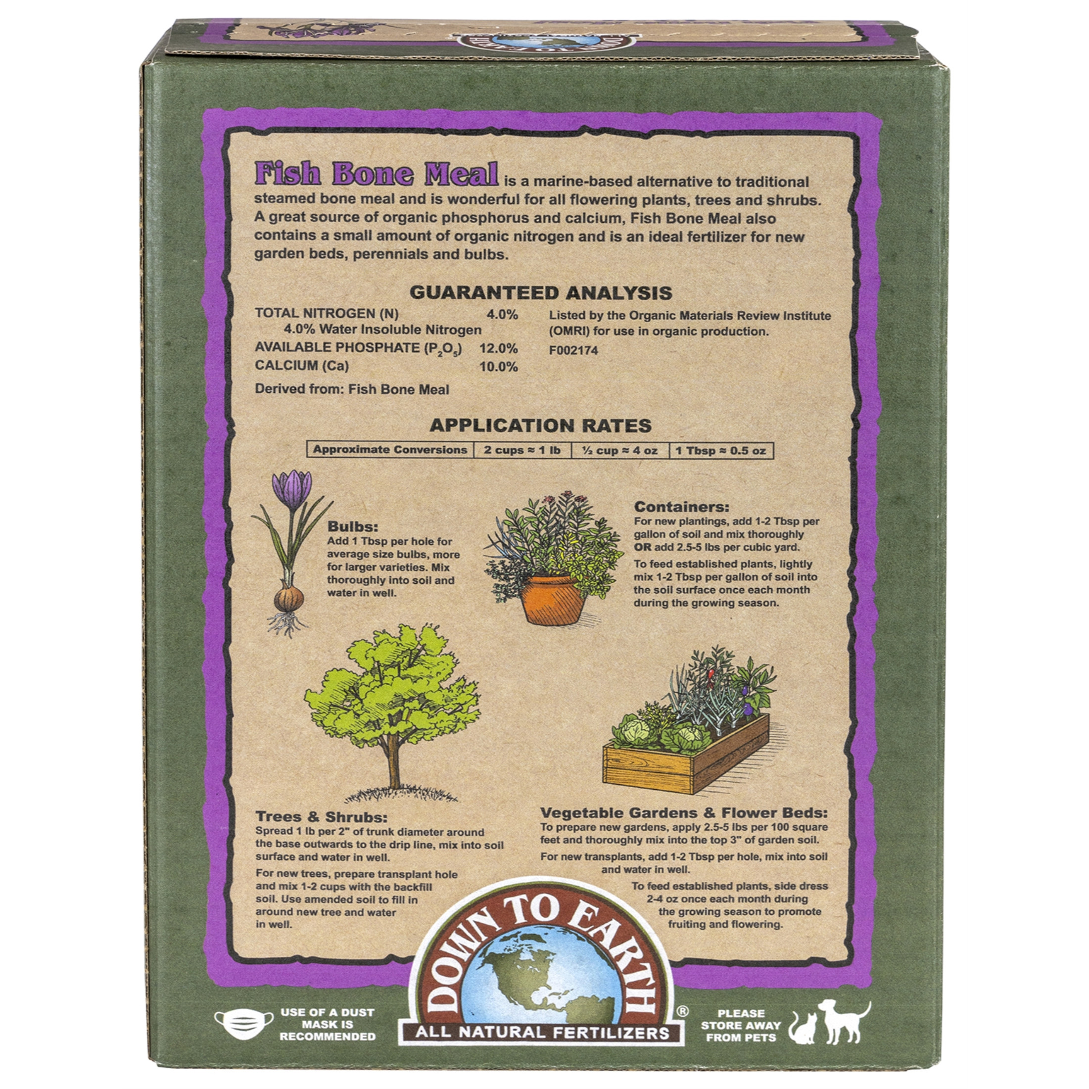 Down To Earth Organic Fish Bone Meal 4-12-0 All-Natural Fertilizer Down To Earth Organic Fish Bone Meal 4-12-0 All-Natural Fertilizer