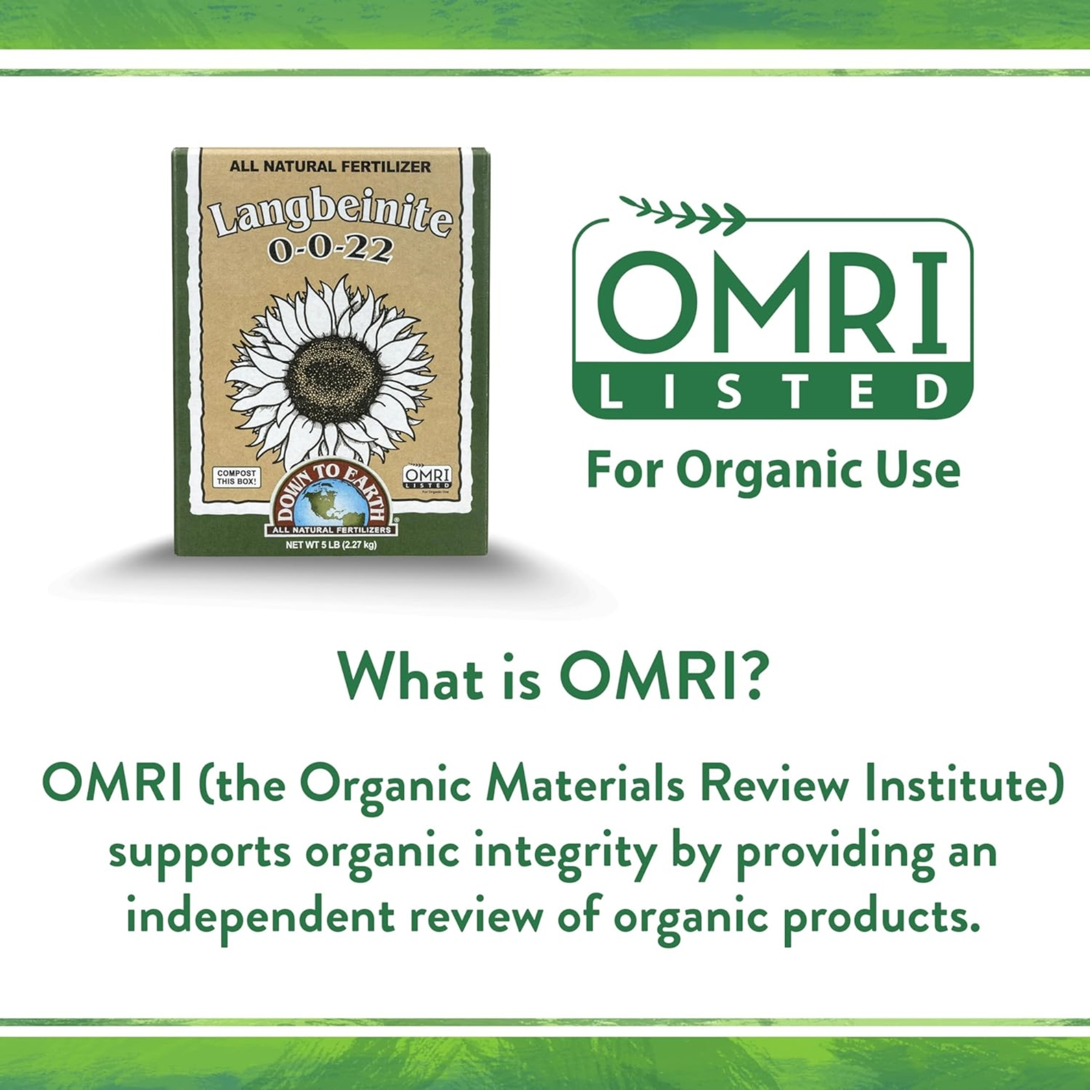 Down To Earth Organic Langbeinite 0-0-22 All-Natural Fertilizer Mix