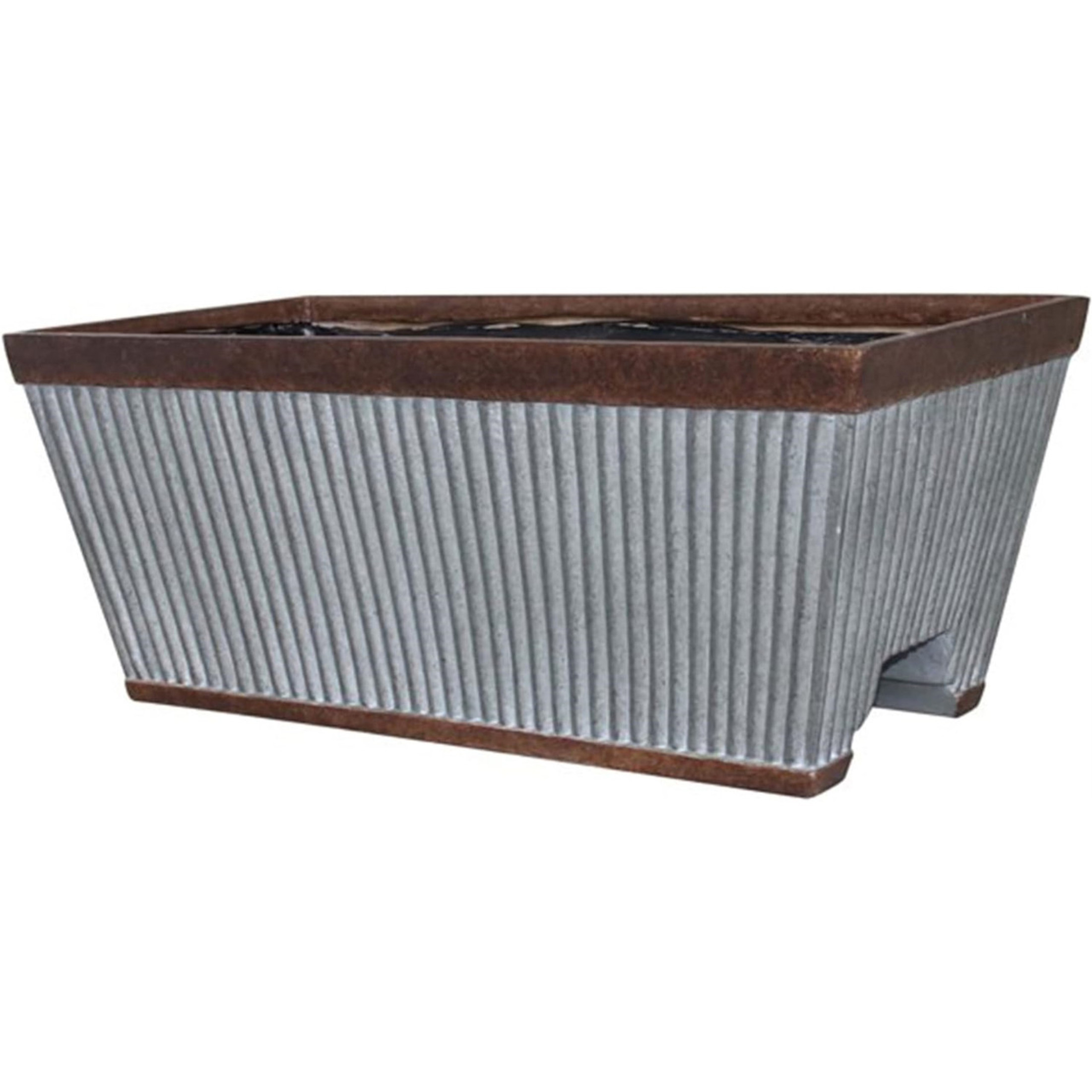 Southern Patio Westlake Deck Rail Resin Flower Planter, Rustic Galvanized and Silver, 24in