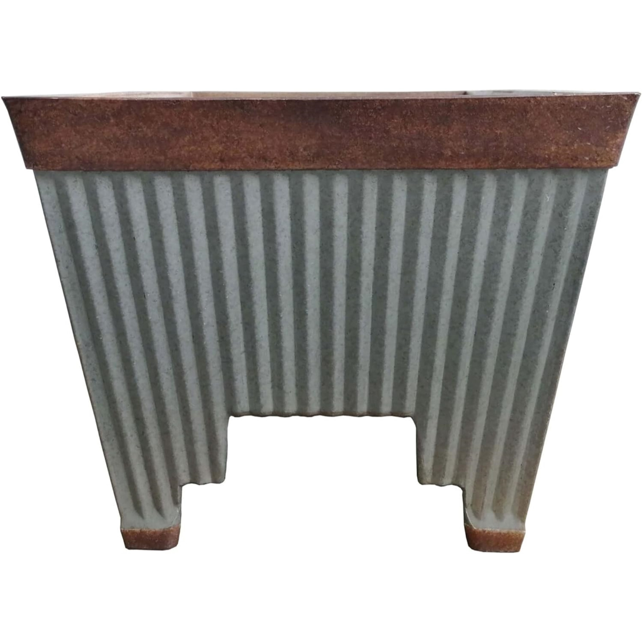 Southern Patio Westlake Resin Rectangular Deck Rail Planter, Rustic Galvanized and Silver, 24in Southern Patio Westlake Resin Rectangular Deck Rail Planter, Rustic Galvanized and Silver, 24in