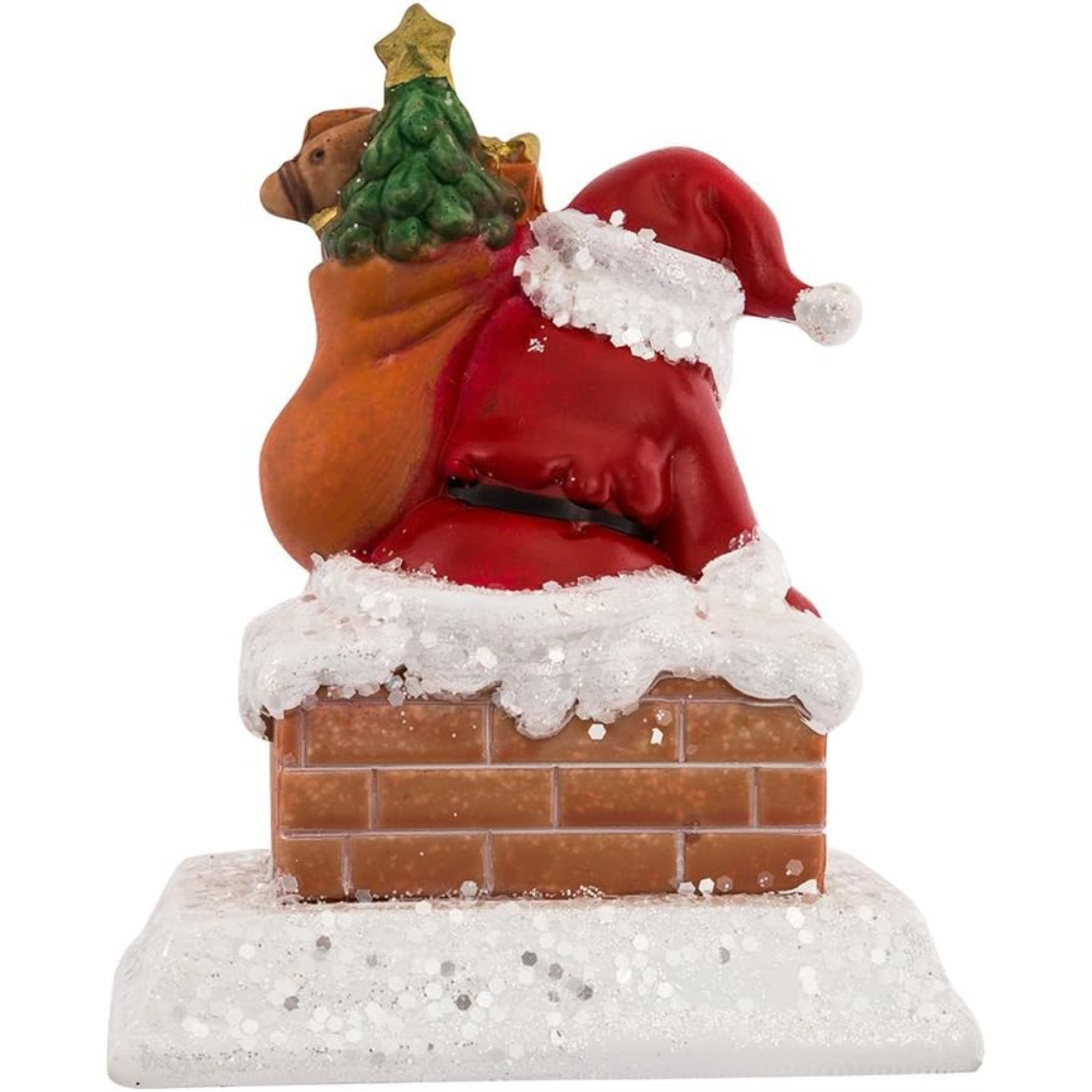 Kurt Adler Metal Christmas Stocking Hanger, Santa with Bag of Gifts, 6.5in