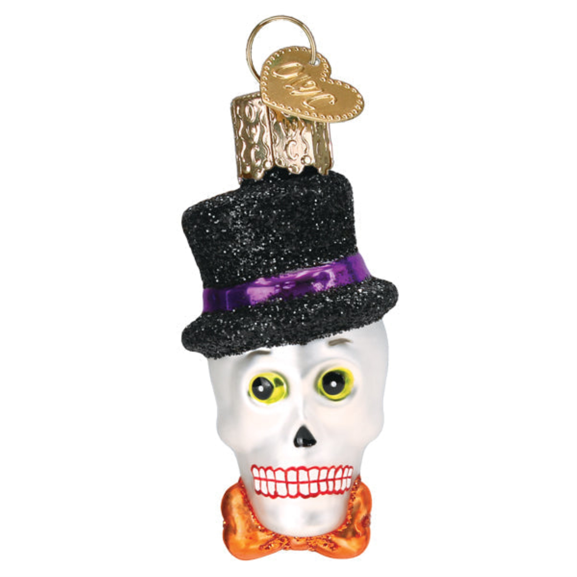 Old World Christmas Gumdrop Halloween Ornament, Mini Top Hat Skeleton
