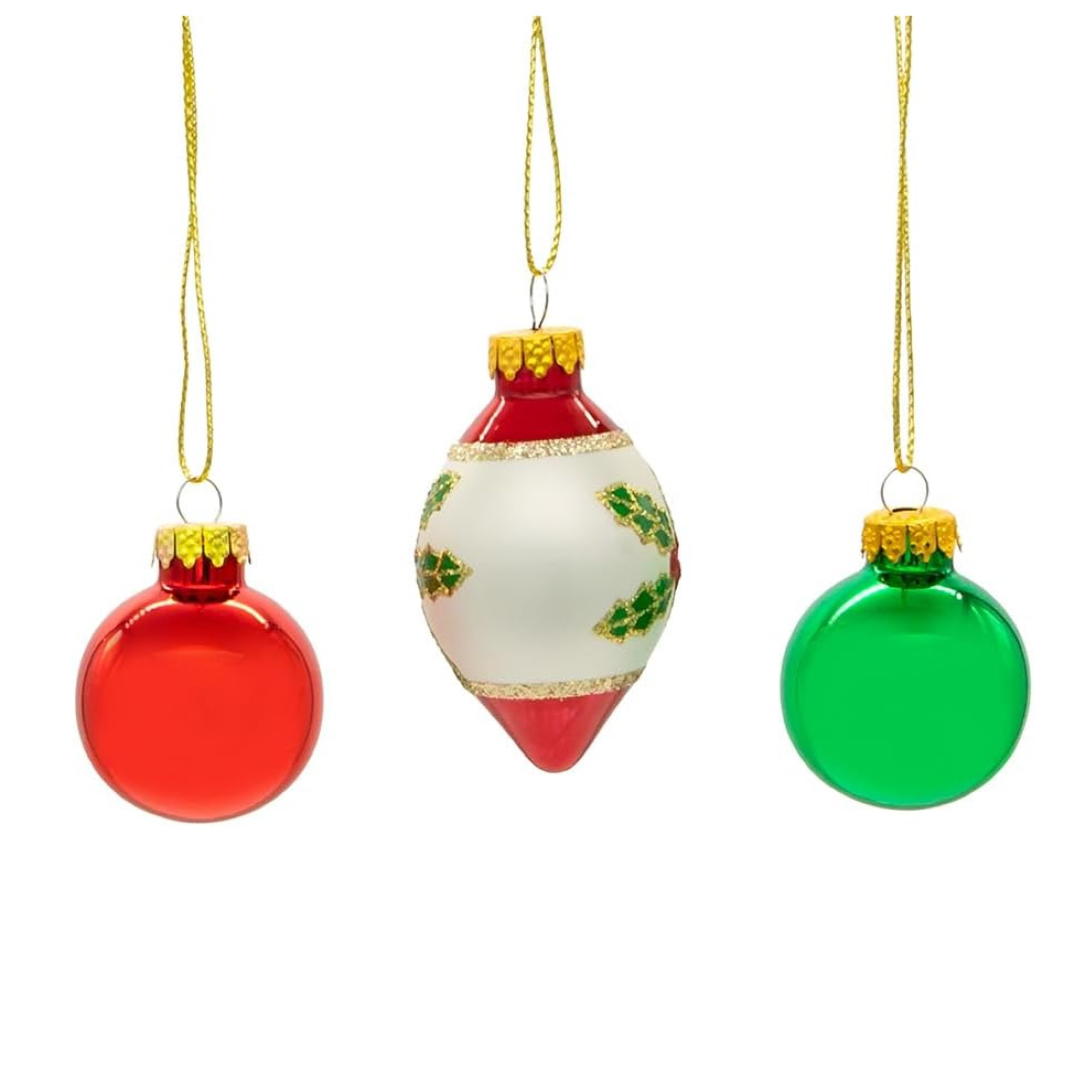 Kurt Adler Mini Glass Christmas Ornaments, Red and Green (Pack of 12)