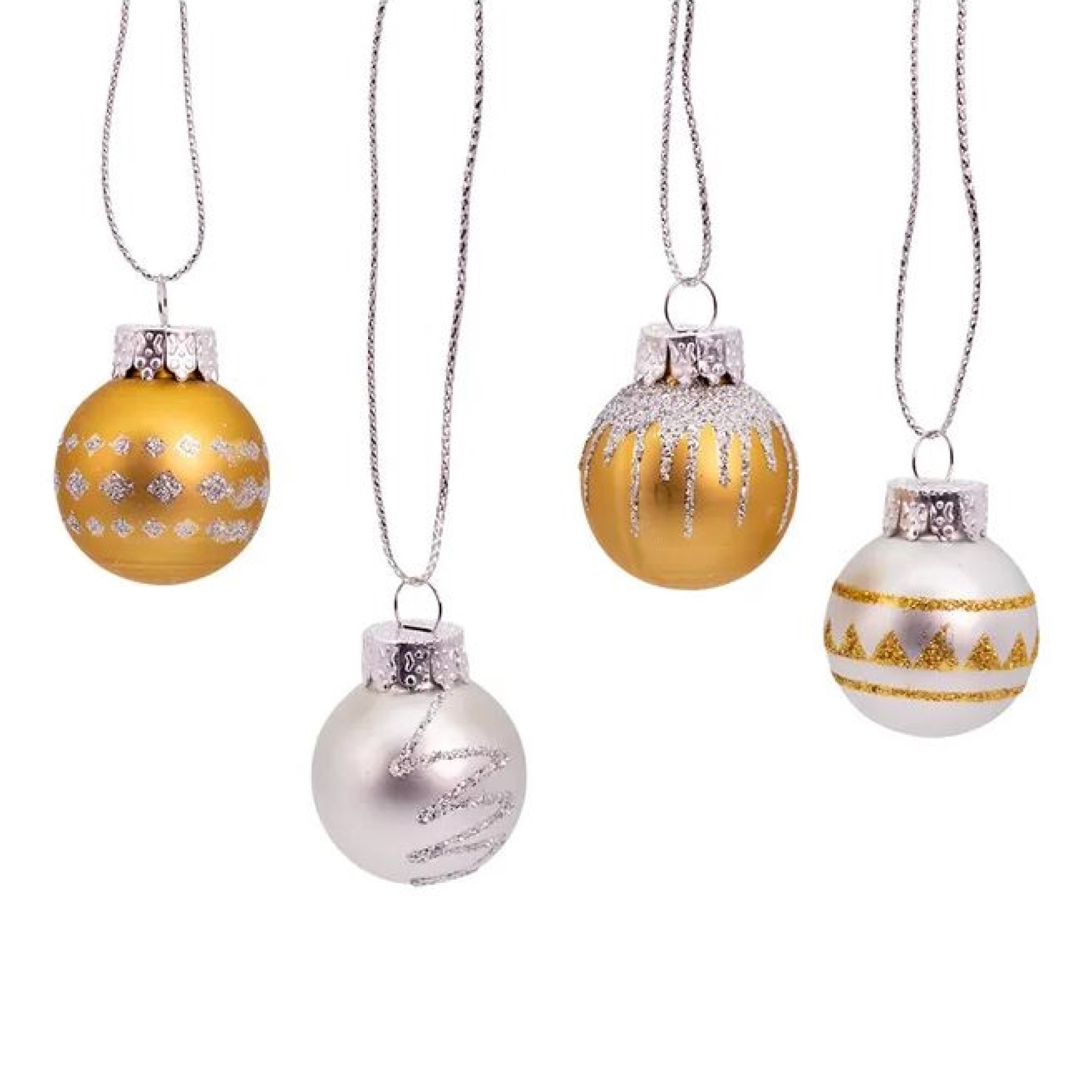 Kurt Adler Miniature Glass Ball Christmas Tree Ornament Set, Gold and Silver, 1" (12-Count)