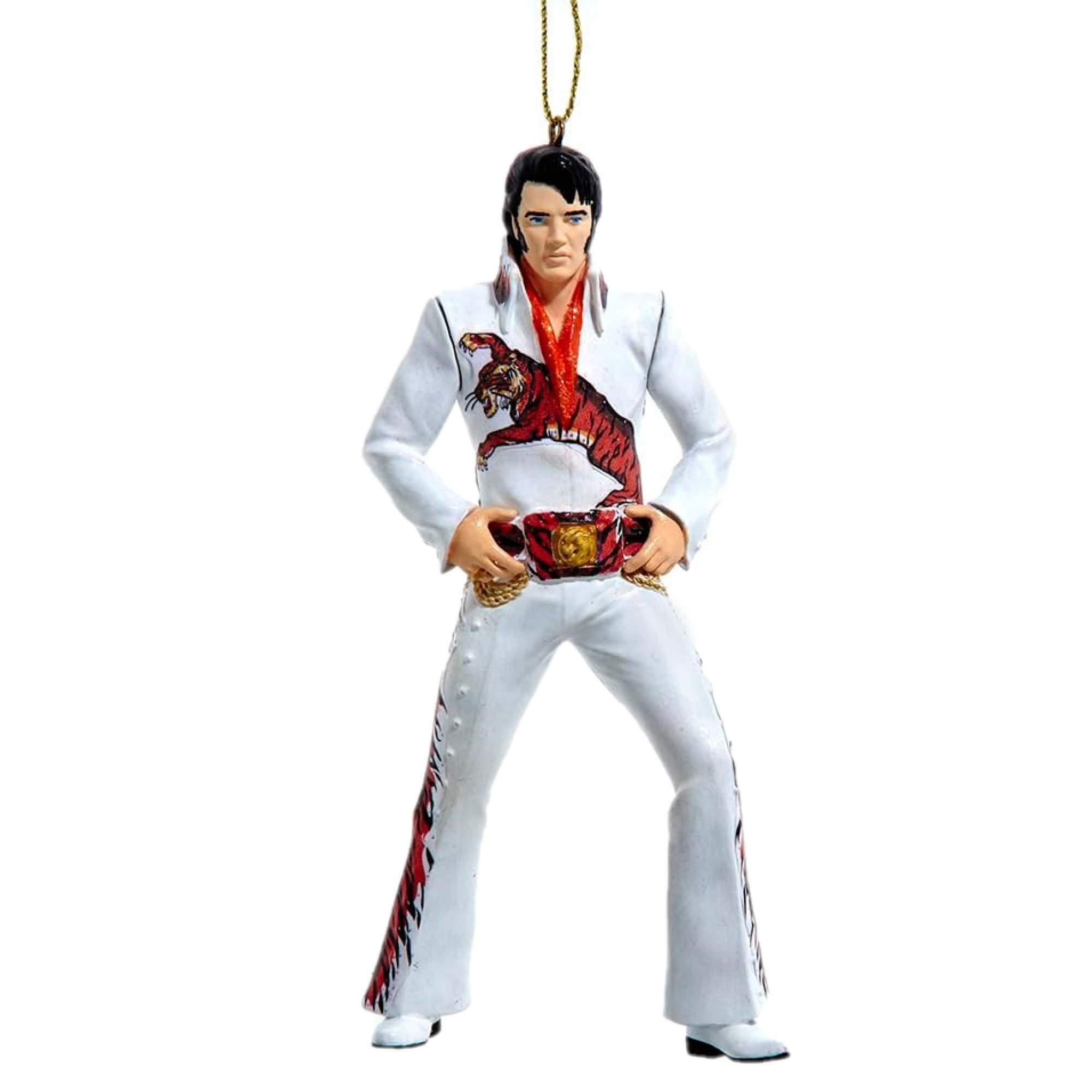 Kurt Adler Resin Christmas Ornament, Elvis Wearing Tiger Jumpsuit, 5.25in
