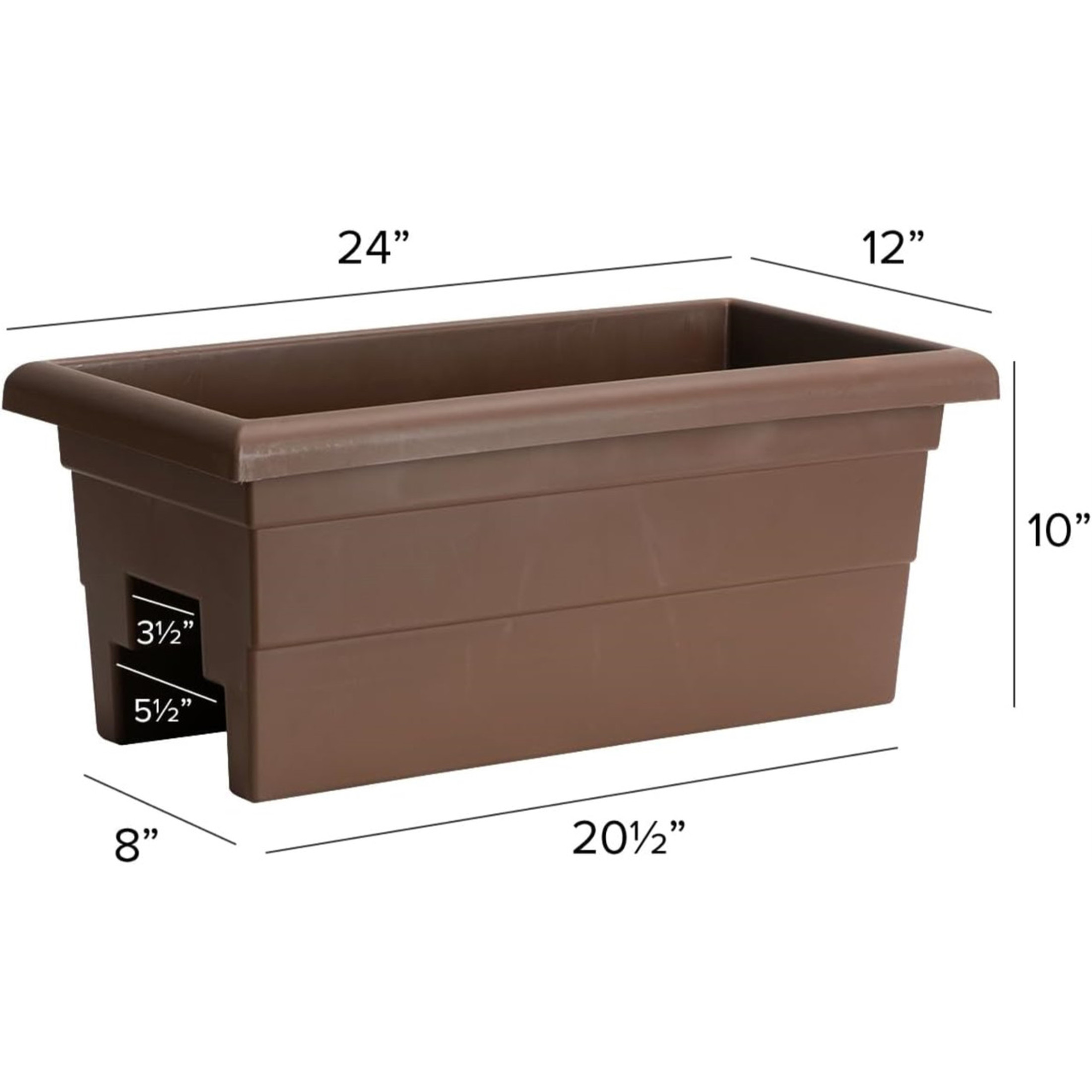 Novelty Countryside Weather Resistant Rail Planter, Brown, 24"