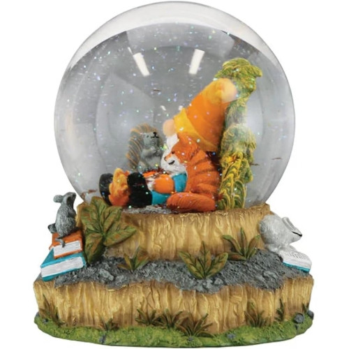 Old World Christmas Musical Tabletop Gnome Snow Globe, Autumn Forest, 6.25"