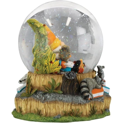 Old World Christmas Musical Tabletop Gnome Snow Globe, Autumn Forest, 6.25"