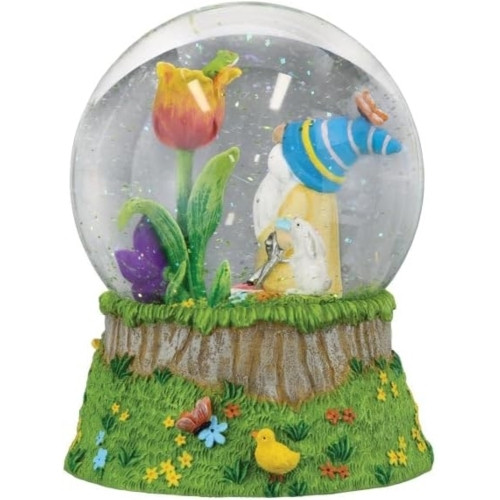 Old World Christmas Musical Tabletop Gnome Snow Globe, Spring Garden, 6.25"