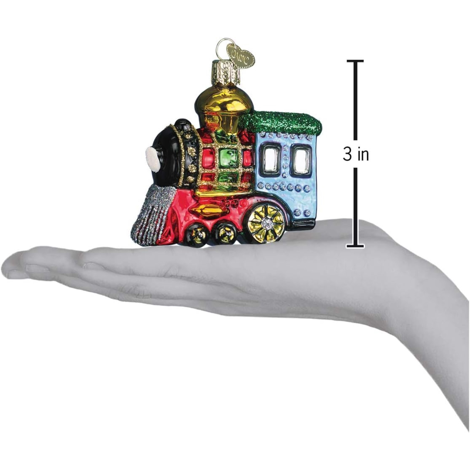 Old World Christmas Blown Glass Ornament for Christmas Tree, Small Locomotive