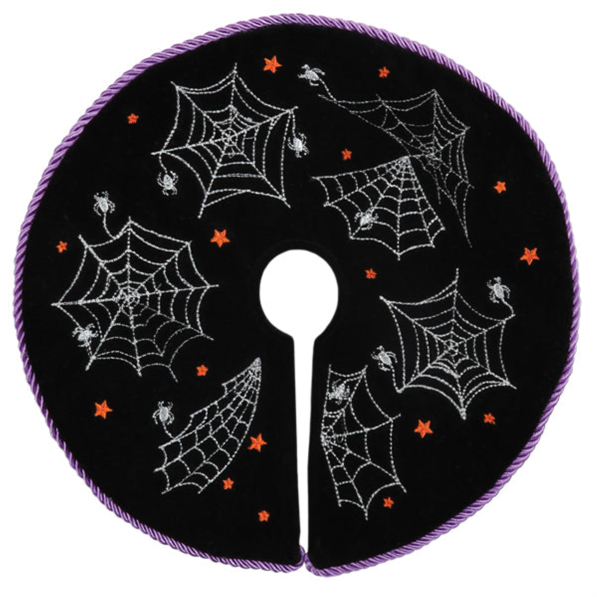 Old World Christmas Fabric Mini Halloween Tree Skirt with Spooky Spider Webs, 12"