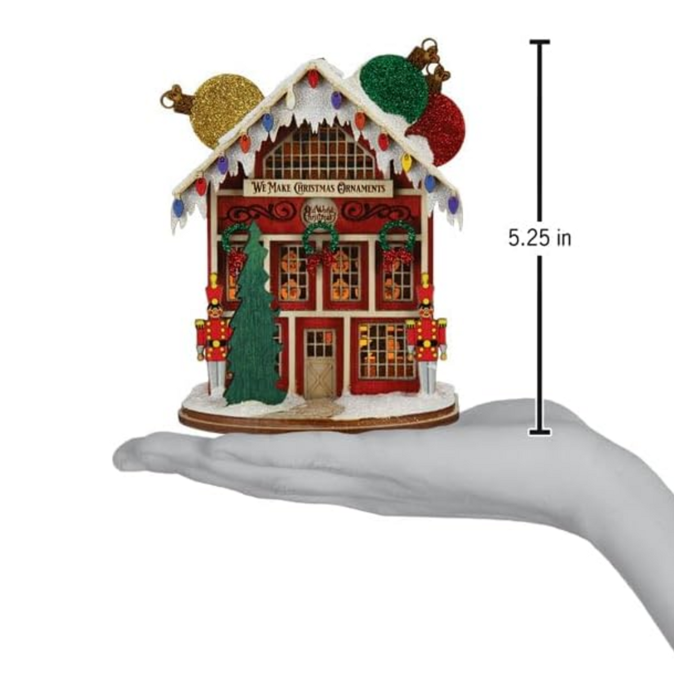 Old World Christmas Wooden Ginger Cottages Ornament, Ornament Maker's Shop
