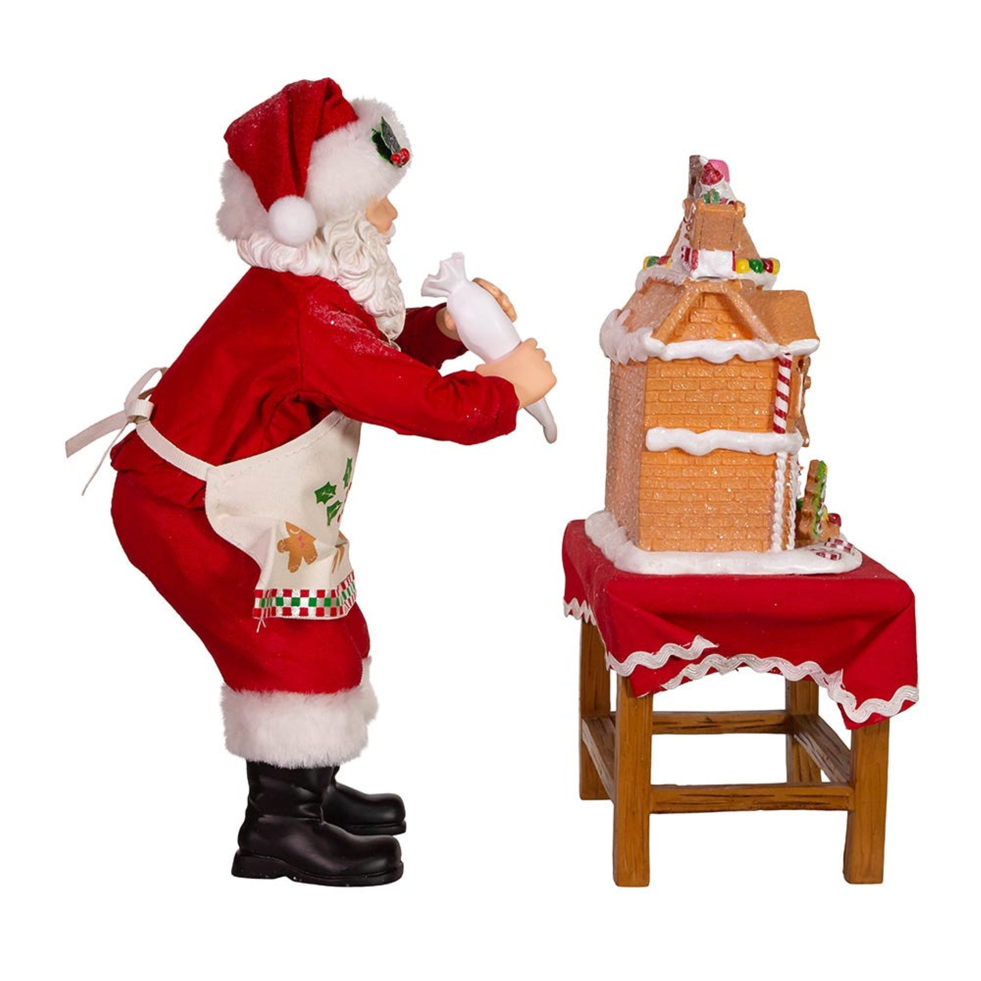 Kurt Adler Fabriche Battery-Operated Santa with Gingerbread House, 10.5"