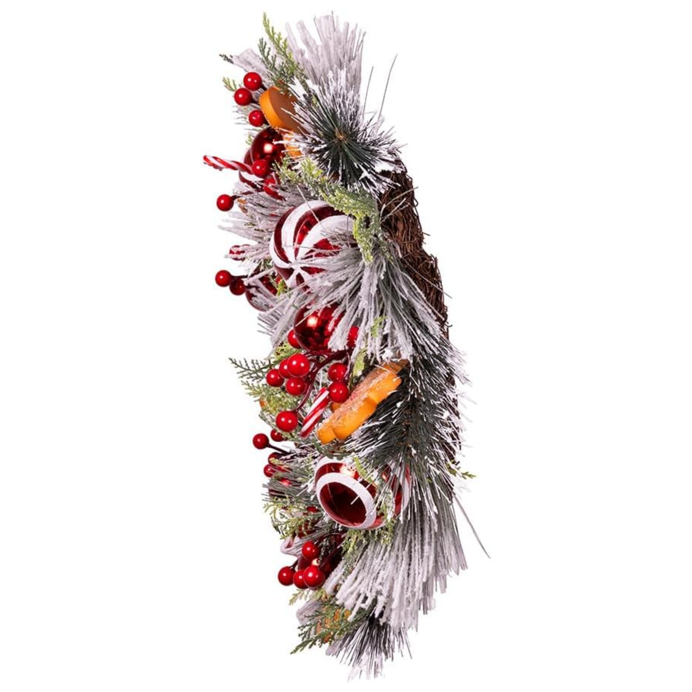 Kurt Adler Un-Lit Gingerbread Flocked Wreath, 20in Kurt Adler Un-Lit Gingerbread Flocked Wreath, 20in