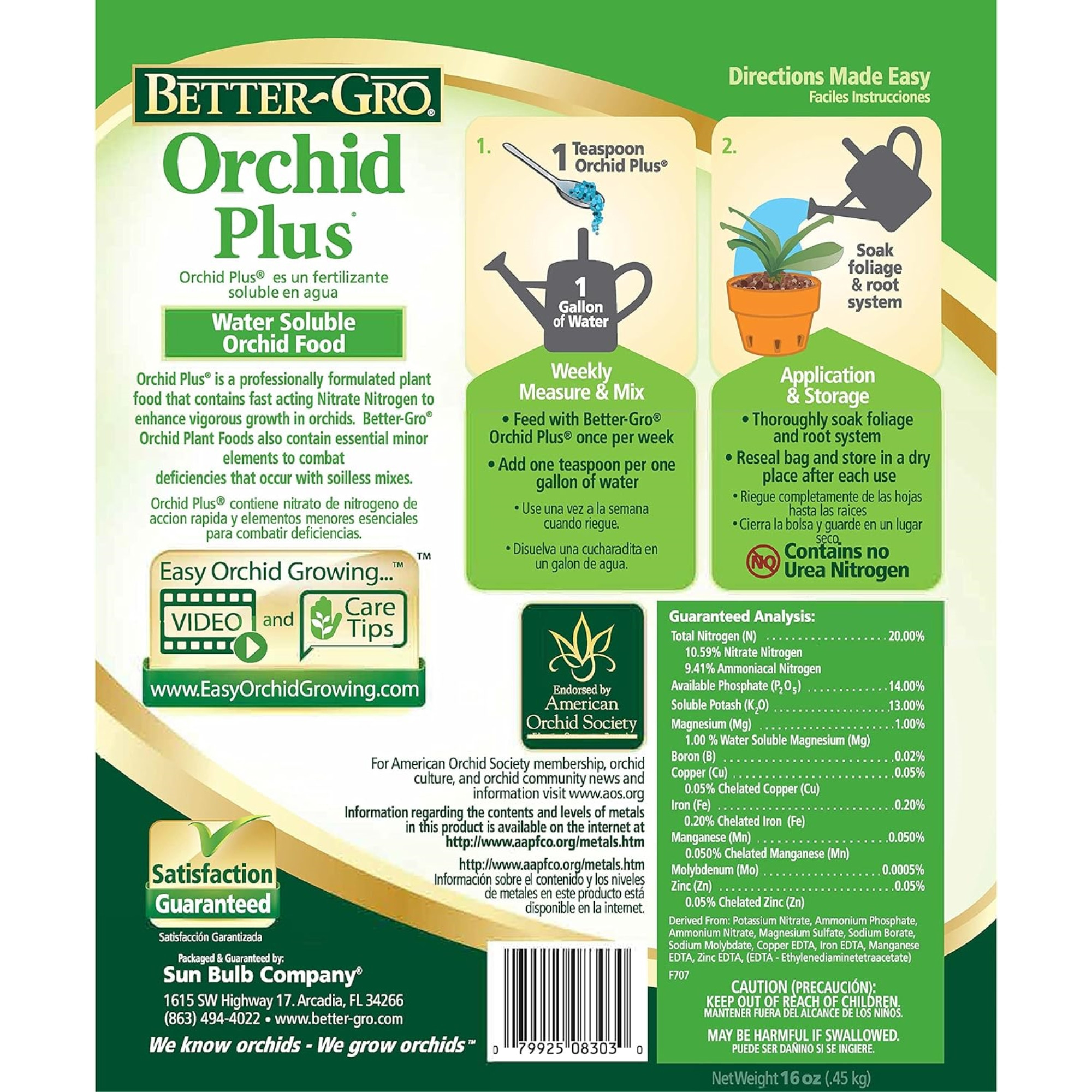Better-Gro Orchid Plus 20-14-13 - Urea-Free Orchid Water Soluble