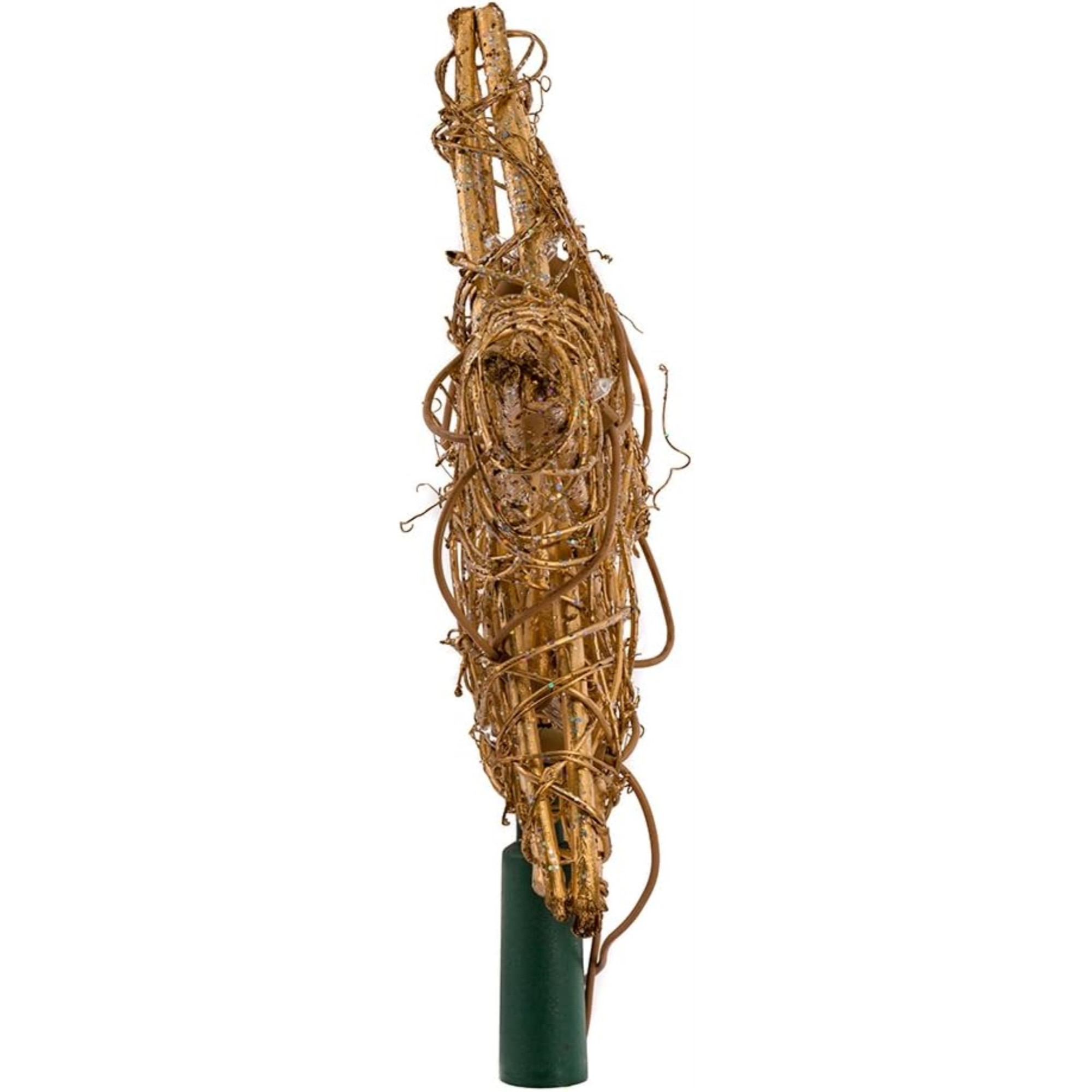 Kurt Adler 10-Light Rattan Star Christmas Tree Topper, Gold, 11.5"