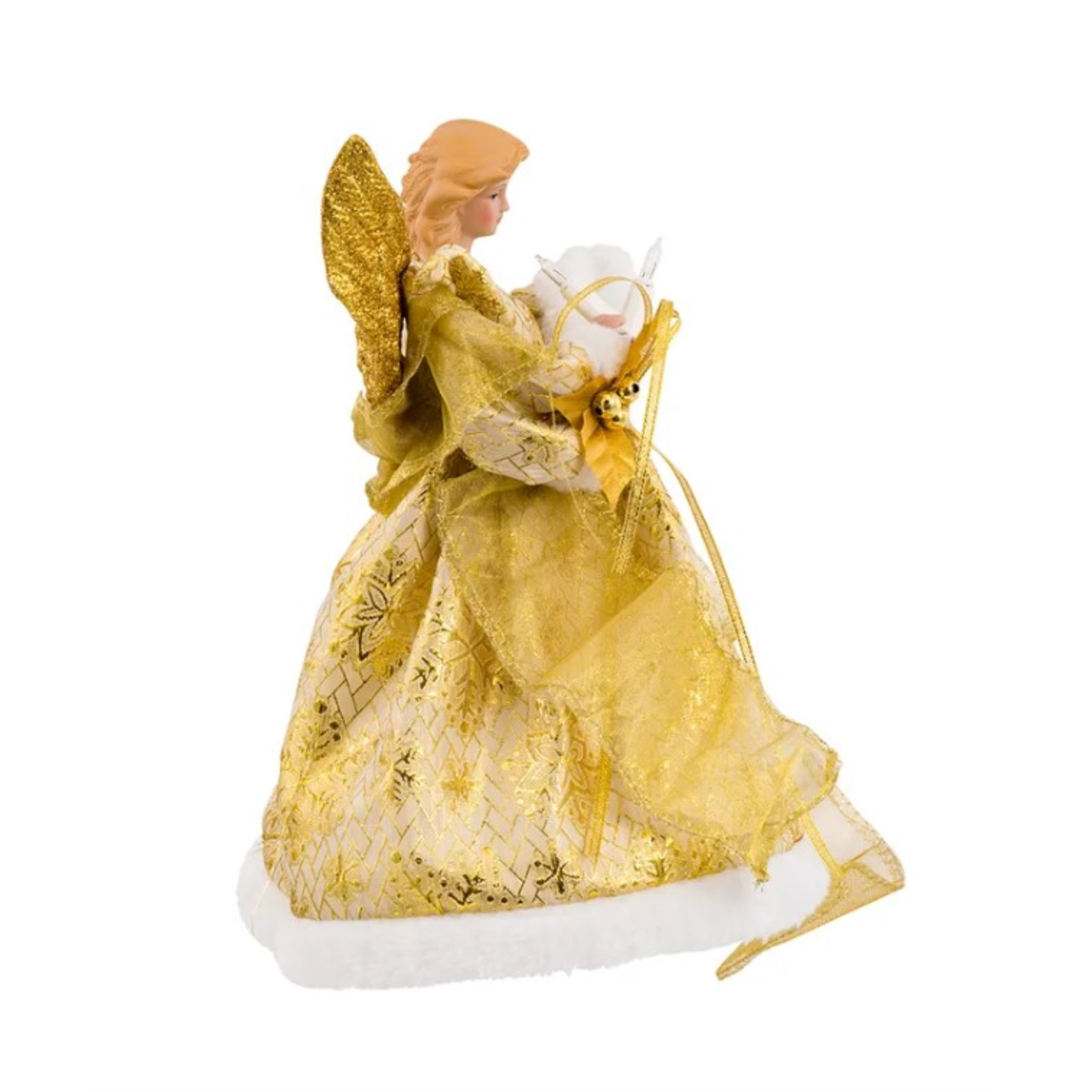 Kurt Adler UL 10-Light Gold Dress Angel Christmas Treetop, 12in Kurt Adler UL 10-Light Gold Dress Angel Christmas Treetop, 12in