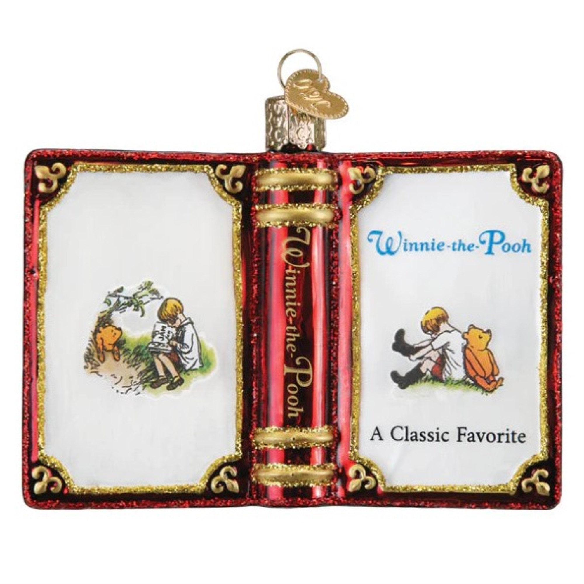 Old World Christmas Blown Glass Ornament for Christmas Tree, Winnie-The-Pooh Book