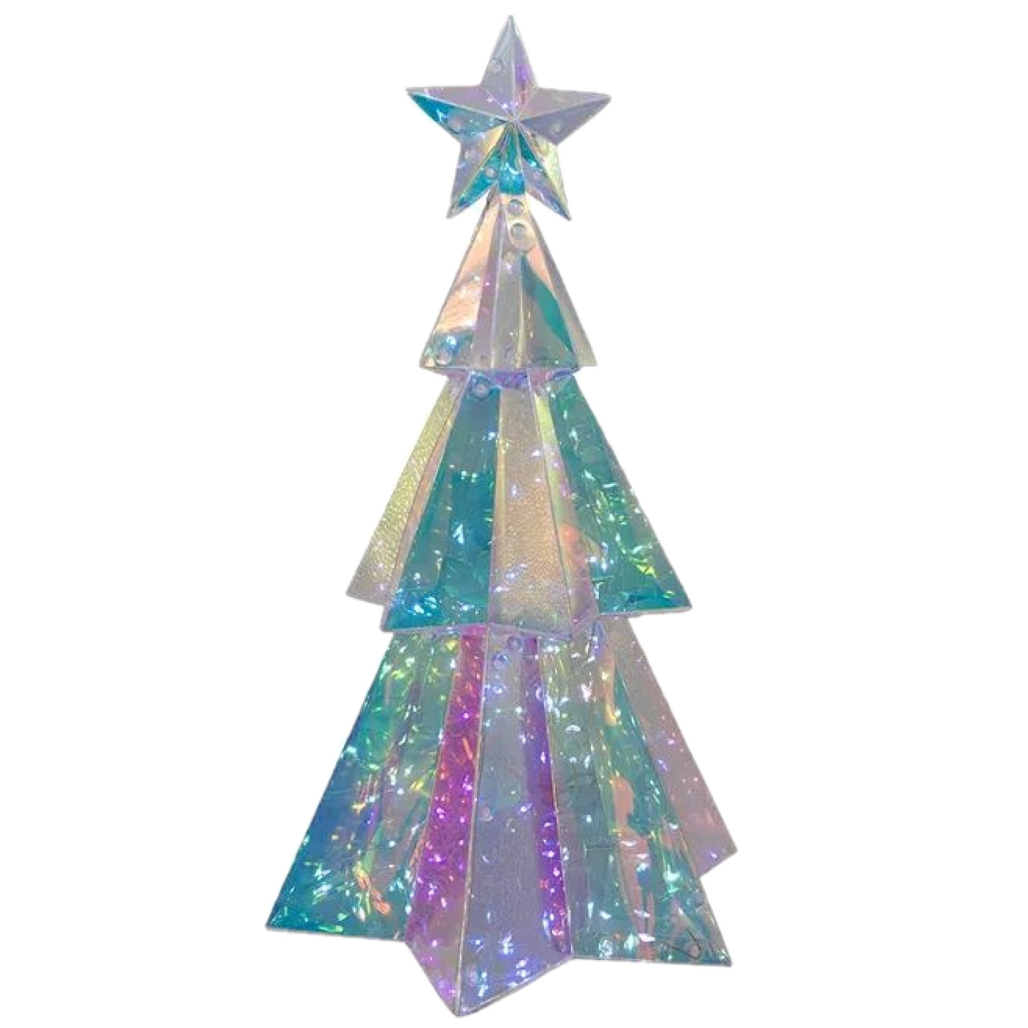 Kurt Adler 100L LED Magical Iridescence Holographic Tabletop Christmas Tree, 15"