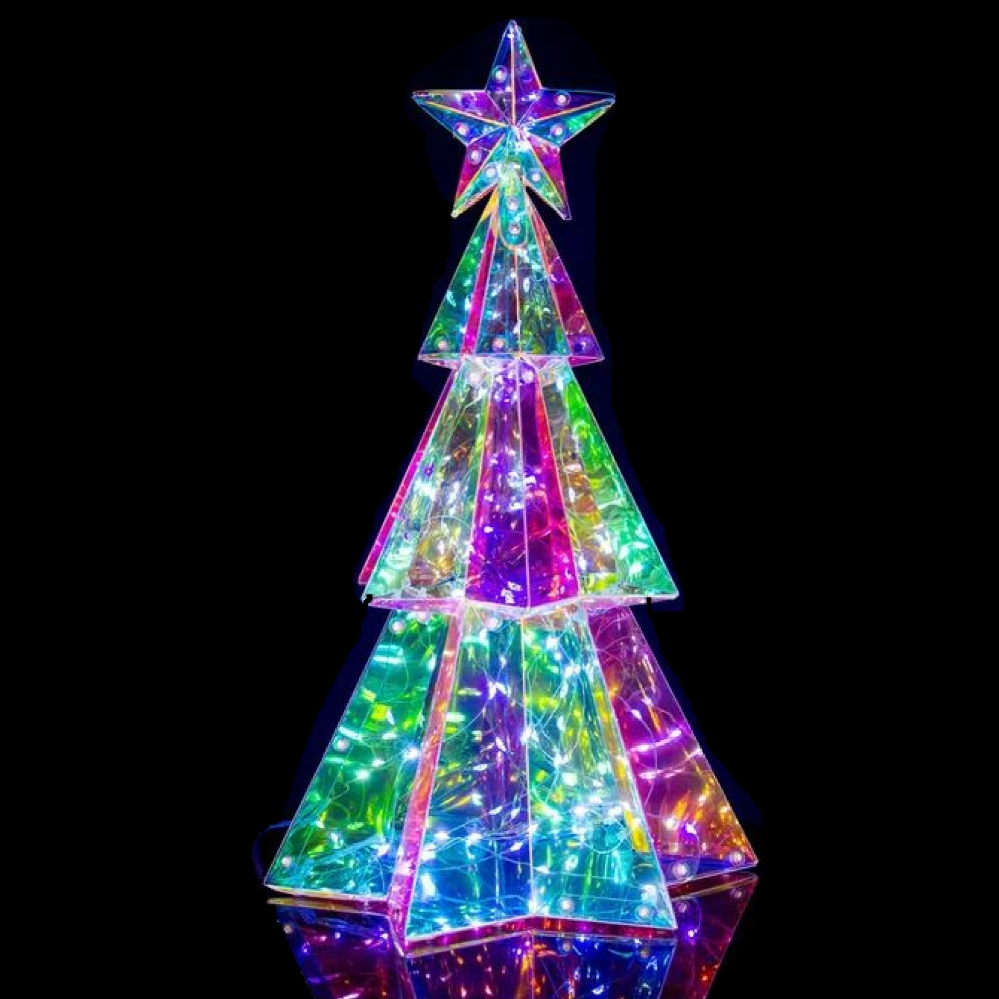 Kurt Adler 100L LED Magical Iridescence Holographic Tabletop Christmas Tree, 15"