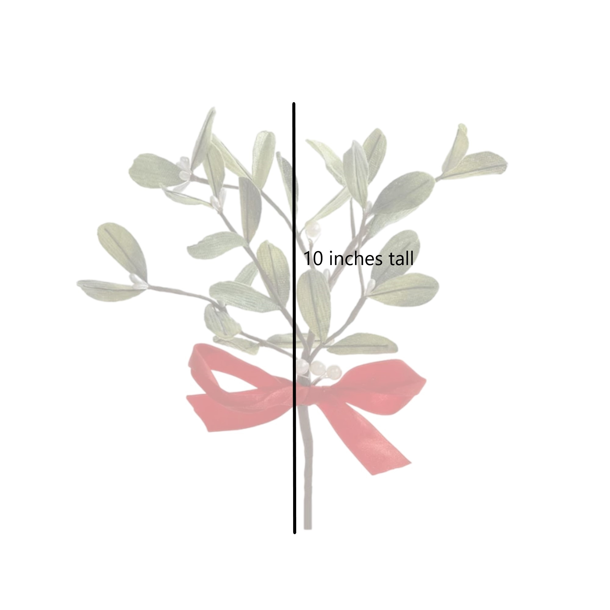 Kurt Adler Manipulatable Wire Christmas Mistletoe Pick with Red Bow, 10"