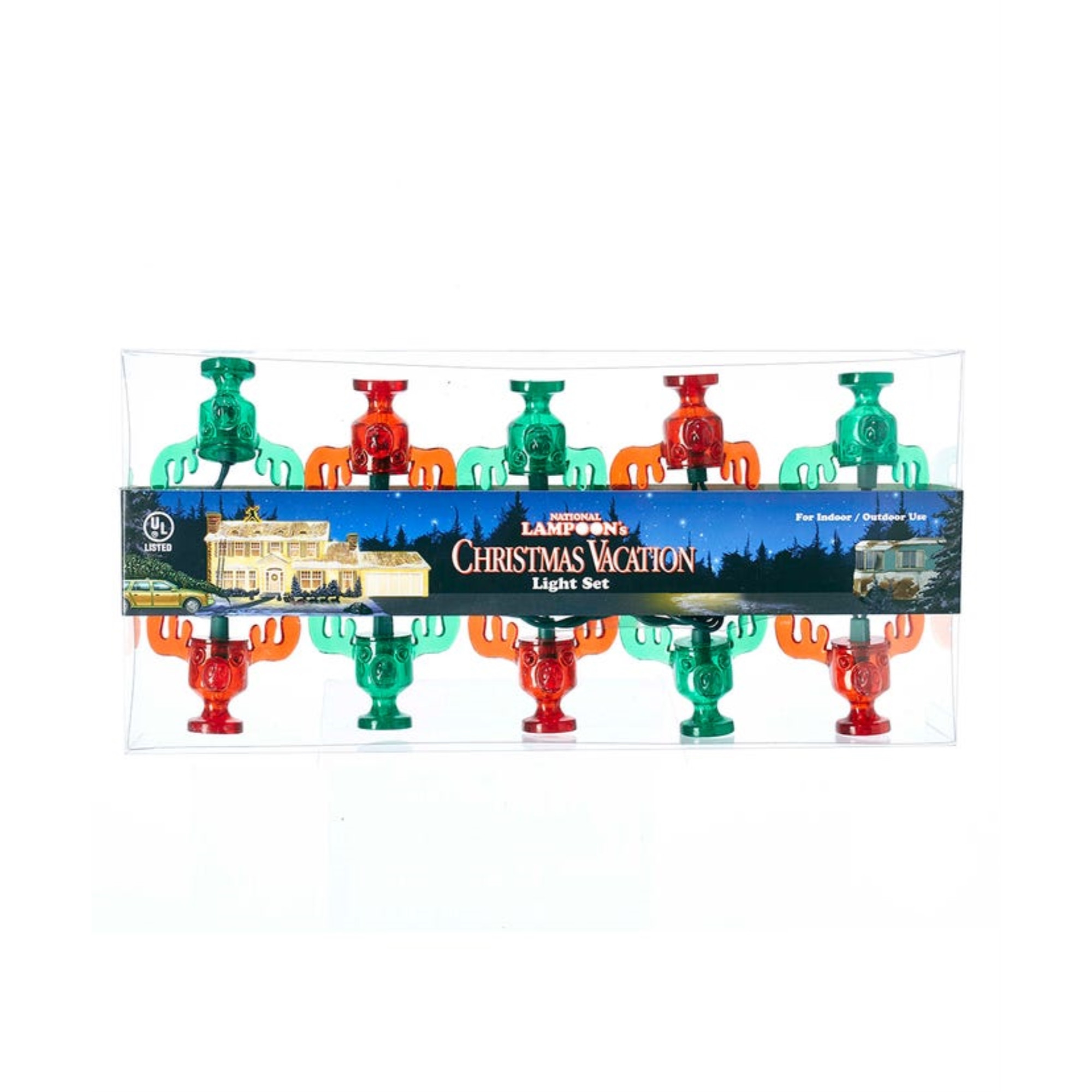 Kurt Adler Indoor/Outdoor Novelty Light Set, National Lampoon Christmas Vacation Wally World Moose Mugs, 9'
