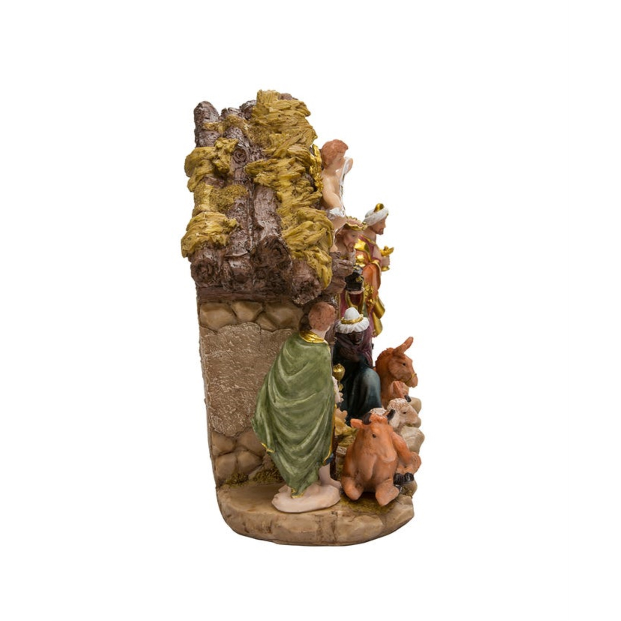 Kurt Adler Resin Christmas Nativity Set with 11 Figures and Stable
