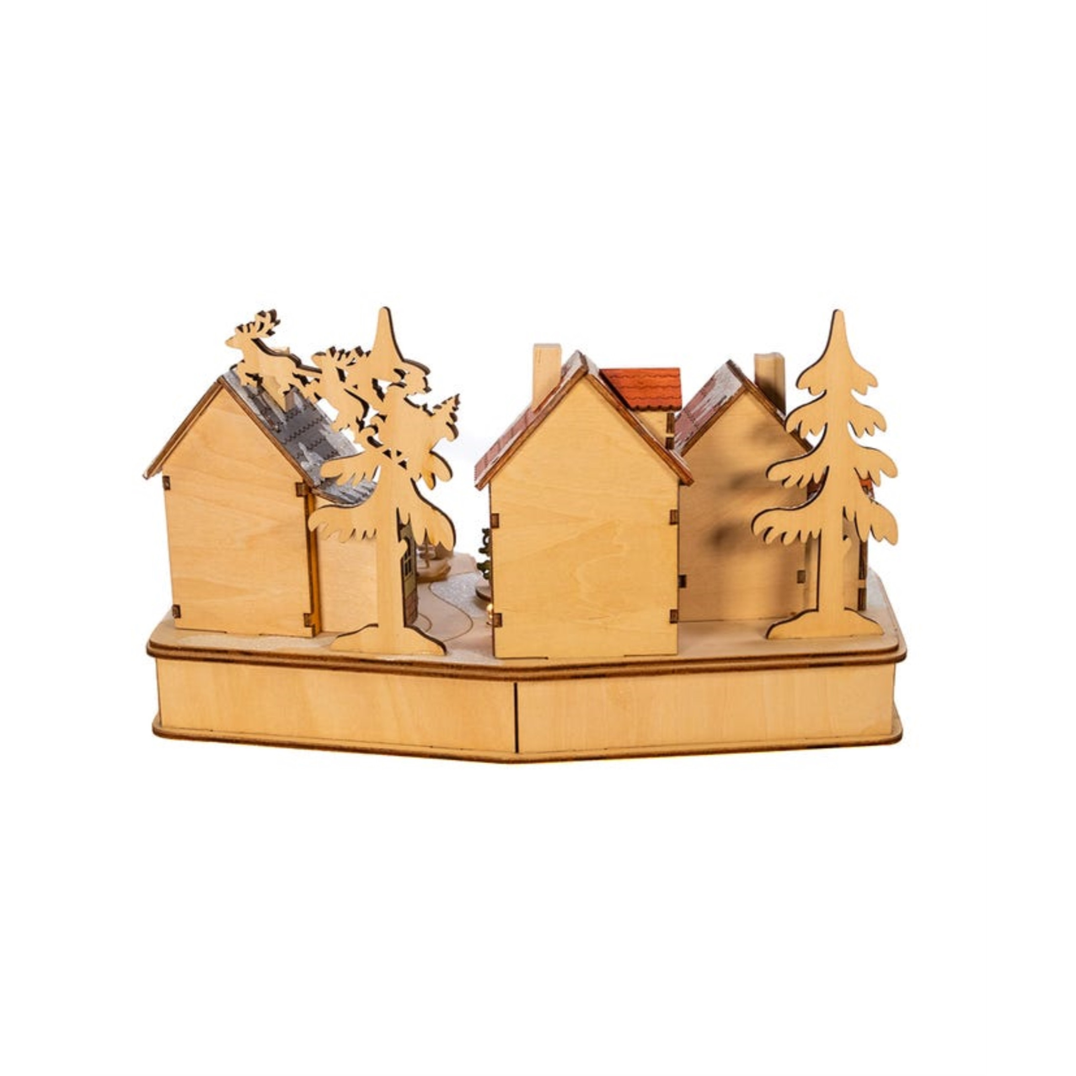 Kurt Adler Battery-Operated LED Musical Village with Moving Parts, 7"