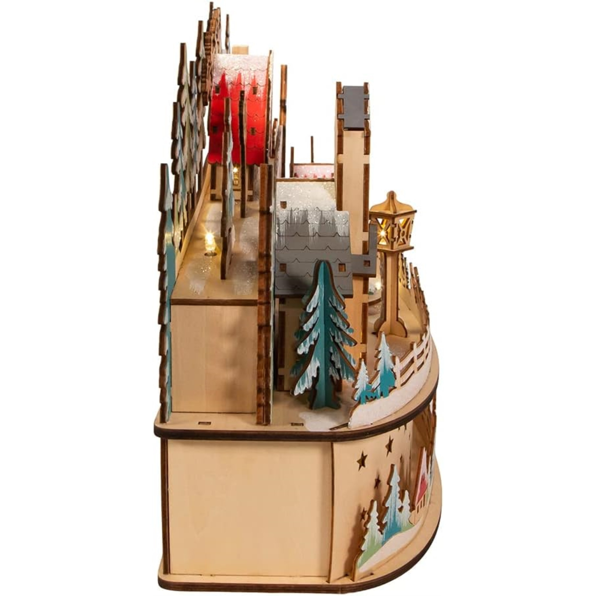 Kurt Adler Battery Operated Light-Up Small Christmas Village with Santa, 11"