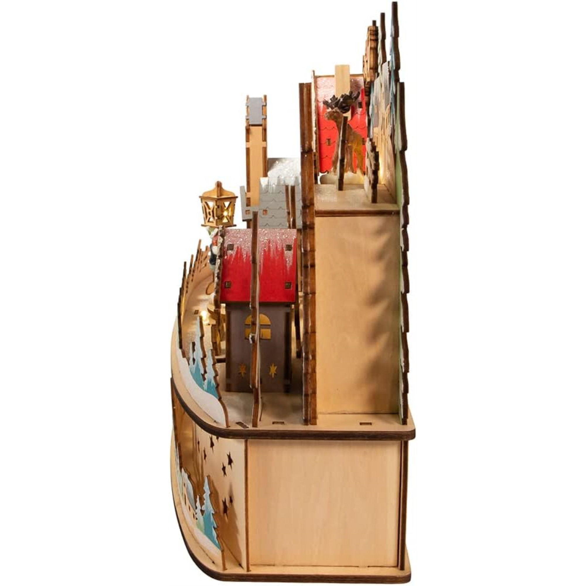 Kurt Adler Battery Operated Light-Up Small Christmas Village with Santa, 11"