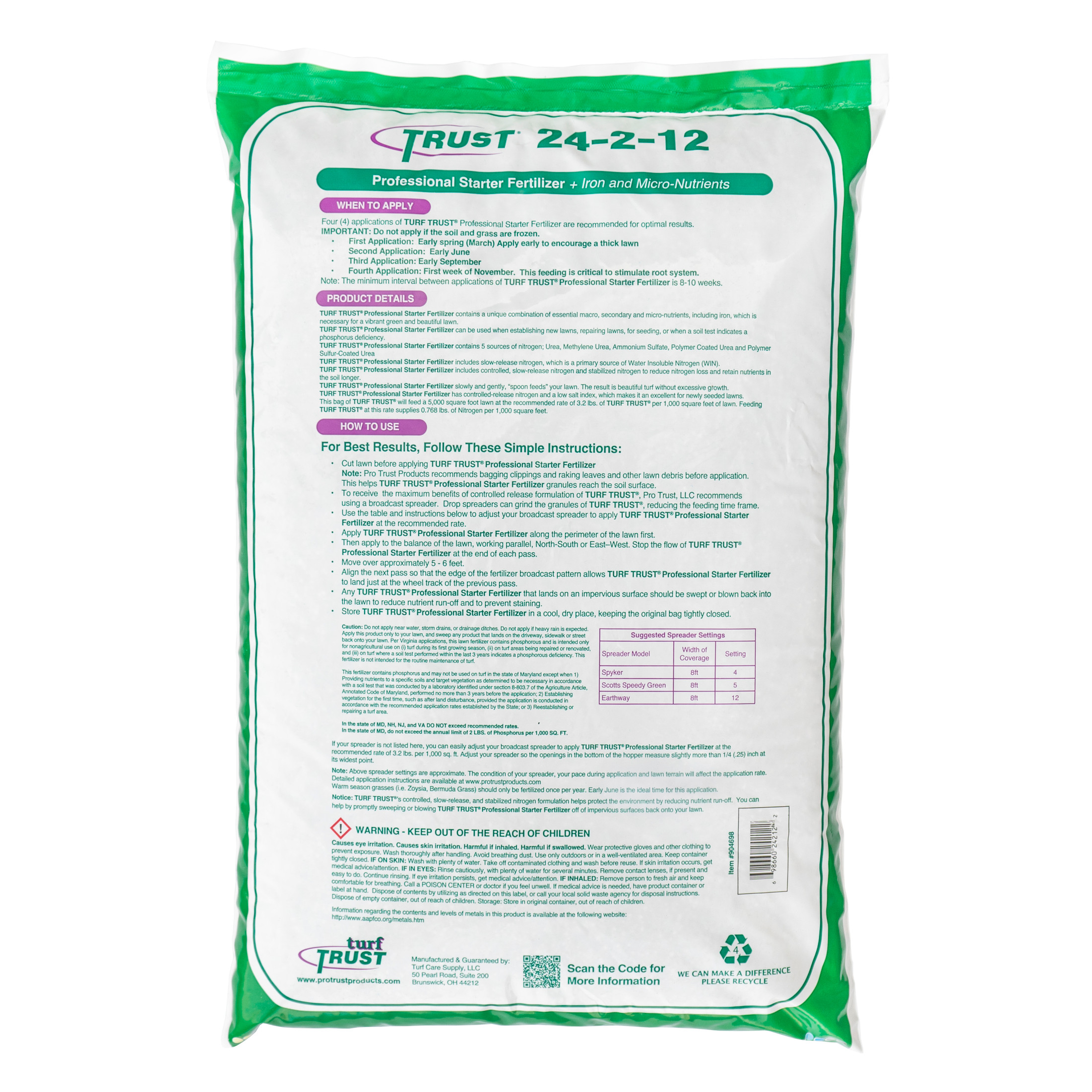 Pro Trust Turf Trust Professional Lawn Starter Fertilizer 24-2-12