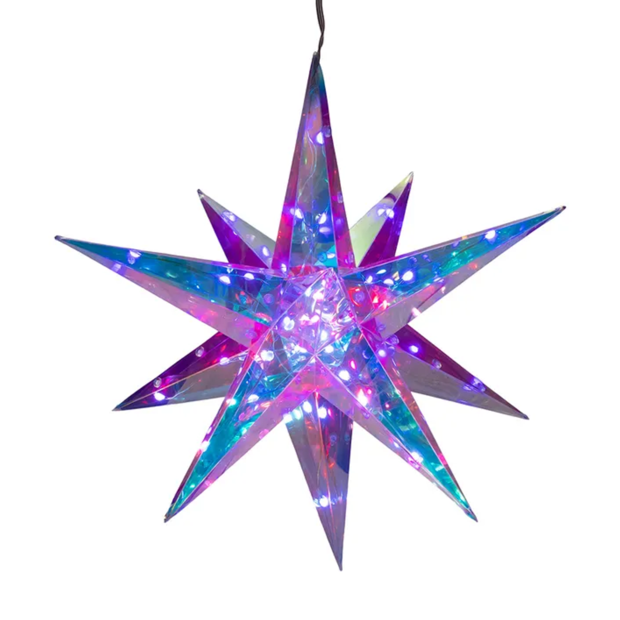 Kurt Adler Lighted Magical Iridescence Holographic Foldable Starburst + Remote, 14.5"