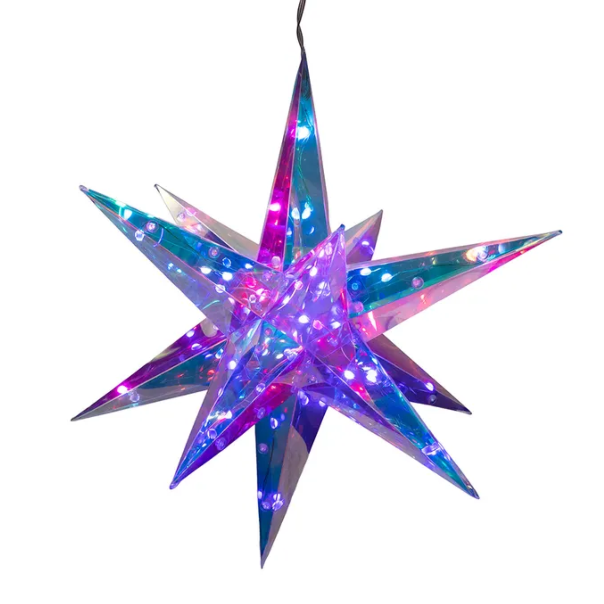 Kurt Adler Lighted Magical Iridescence Holographic Foldable Starburst + Remote, 14.5"
